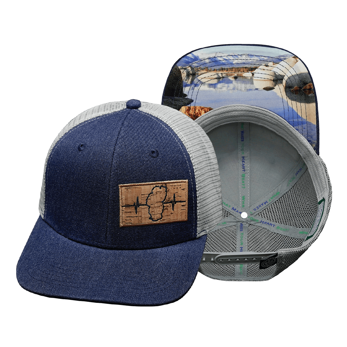 Tahoe Hat - Baseball Hat Fit - Heather Navy / Gray - Trucker Mesh