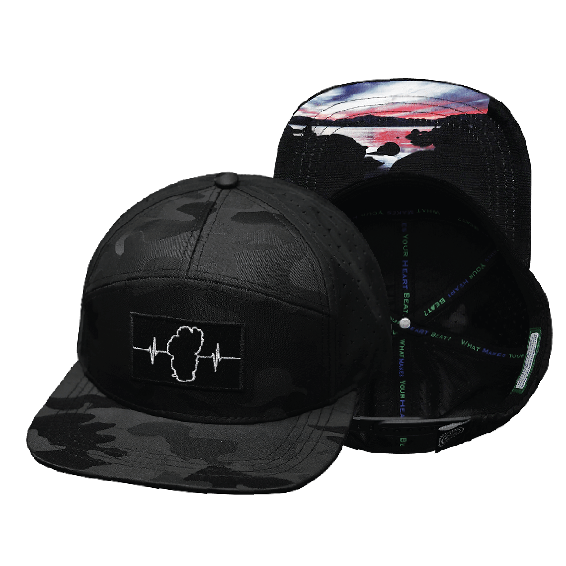 Tahoe Hat - Flat Bill - Black Camo / Black - Laser Mesh