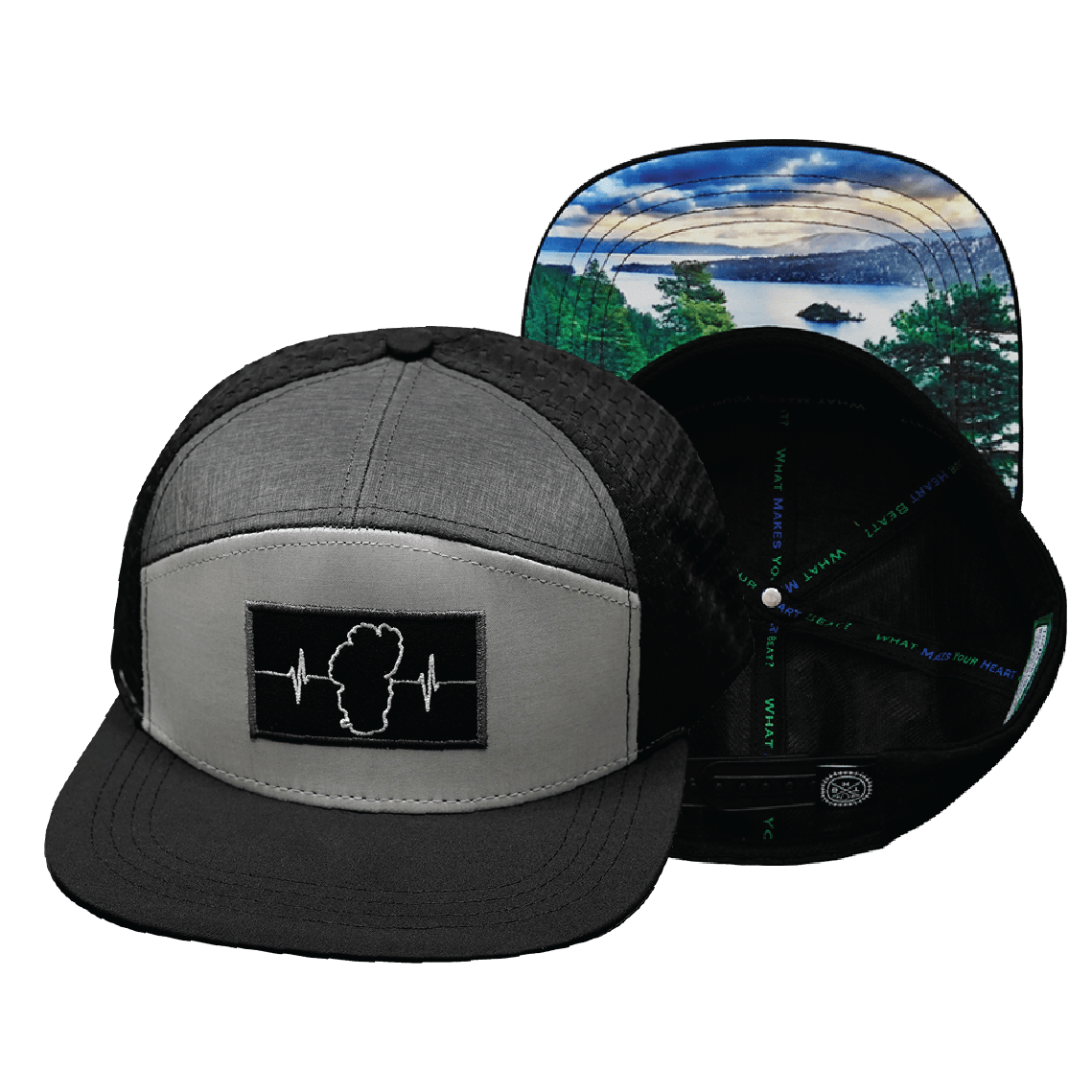 Tahoe Hat - Flat Bill - Black / Gray / Charcoal - Jersey Mesh