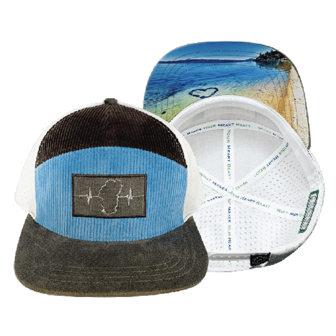 Tahoe Hat - Flat Bill - Corduroy - Charcoal / Light Blue / White - Jersey Mesh