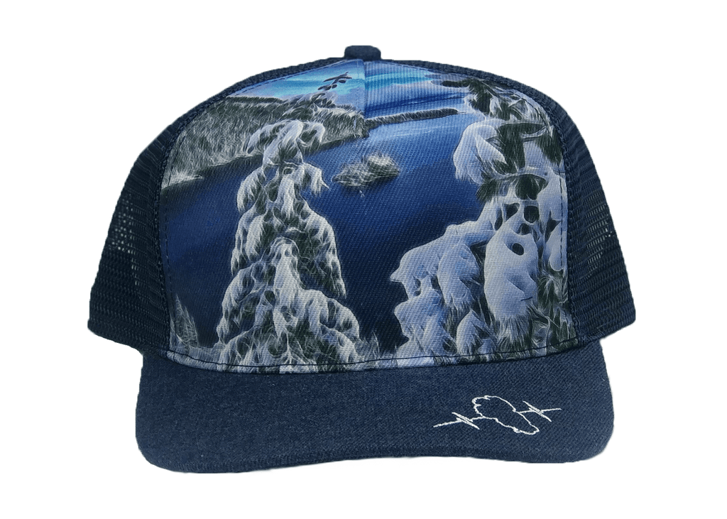 Tahoe Hat - Trucker Hat - Heather Navy - Emerald Bay Snow - Trucker Mesh