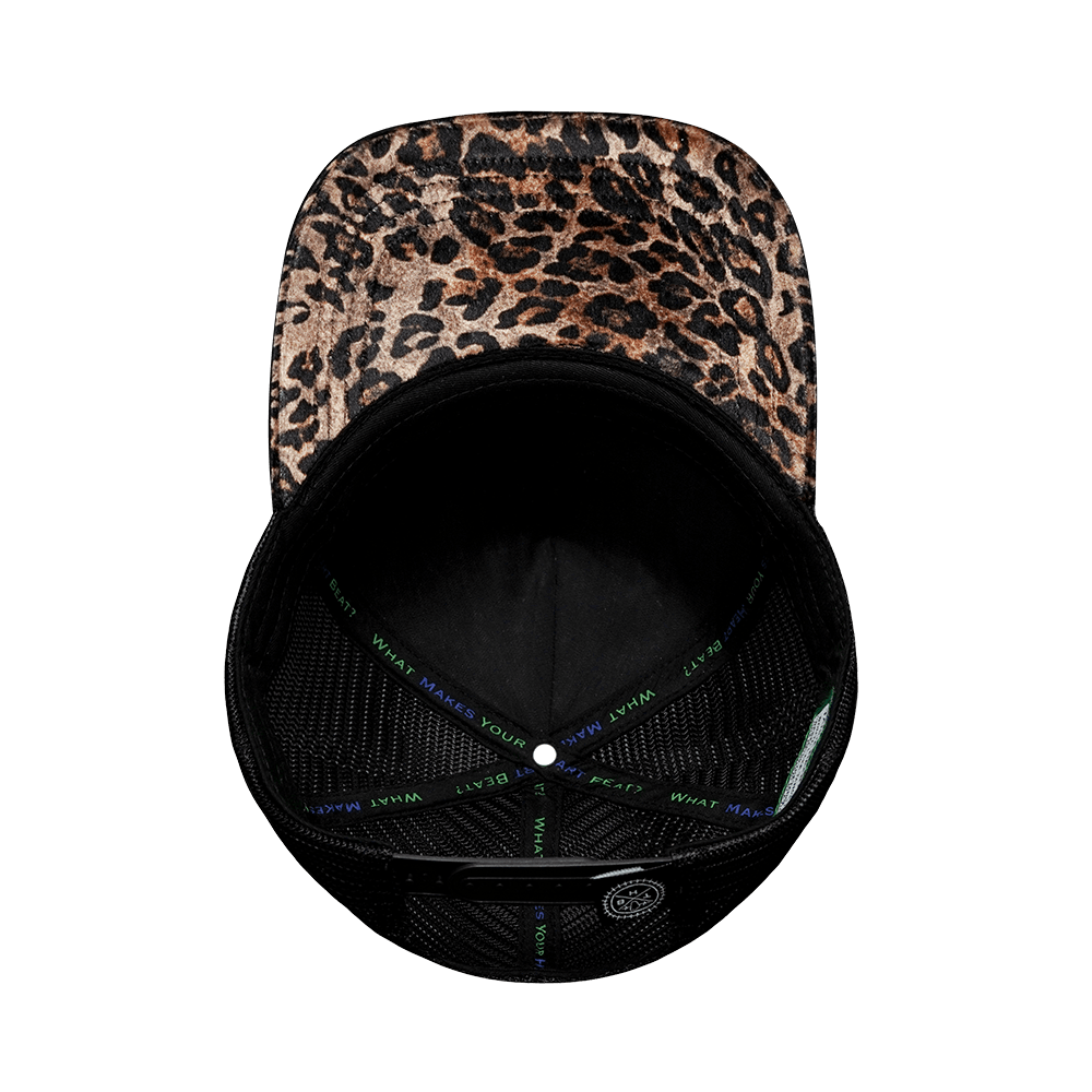 Tahoe Hat - Trucker Hat - Velvet - Gold Leopard Print - Trucker Mesh