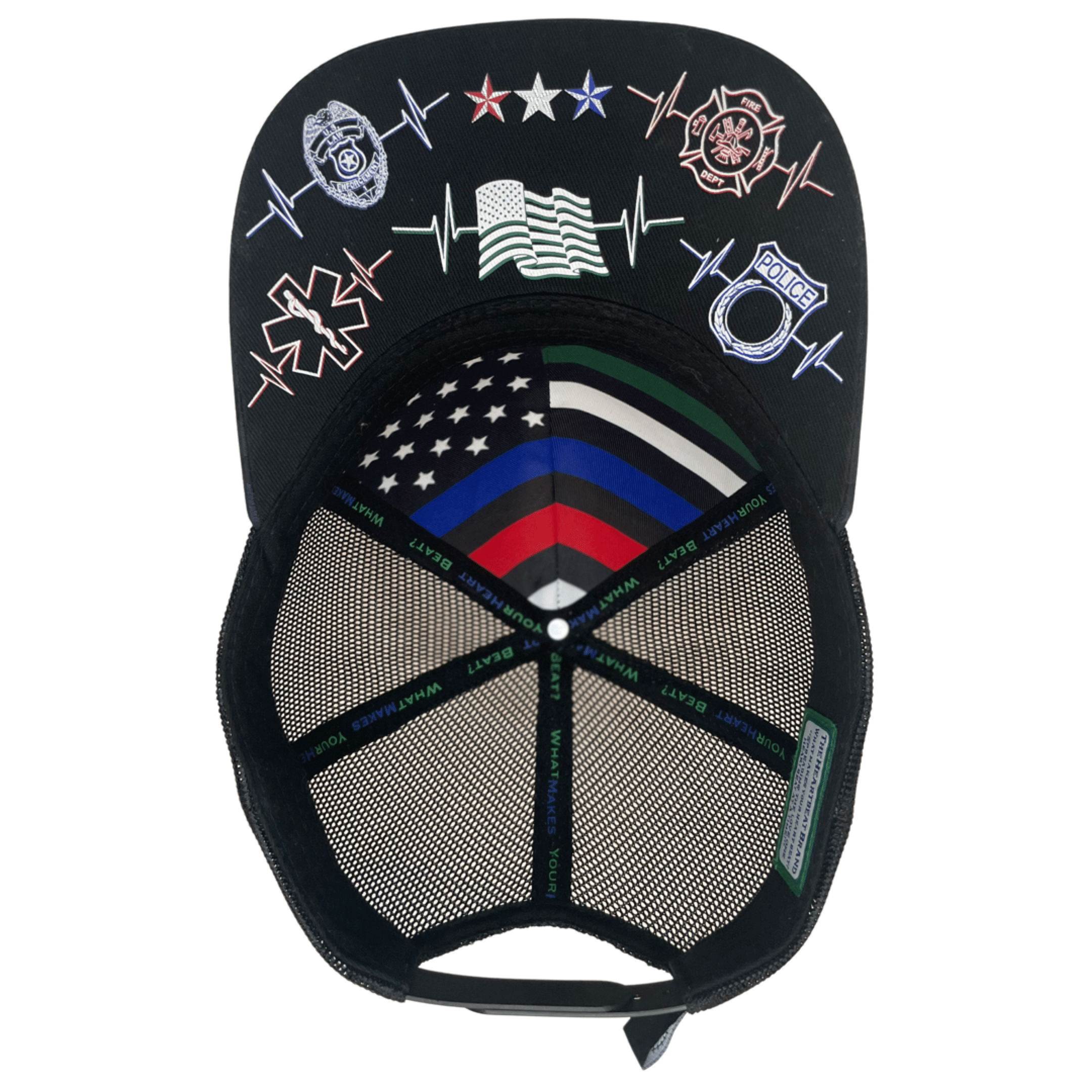 Team Heroes Hat - Baseball Hat Fit - Green Camo / Black - Trucker Mesh
