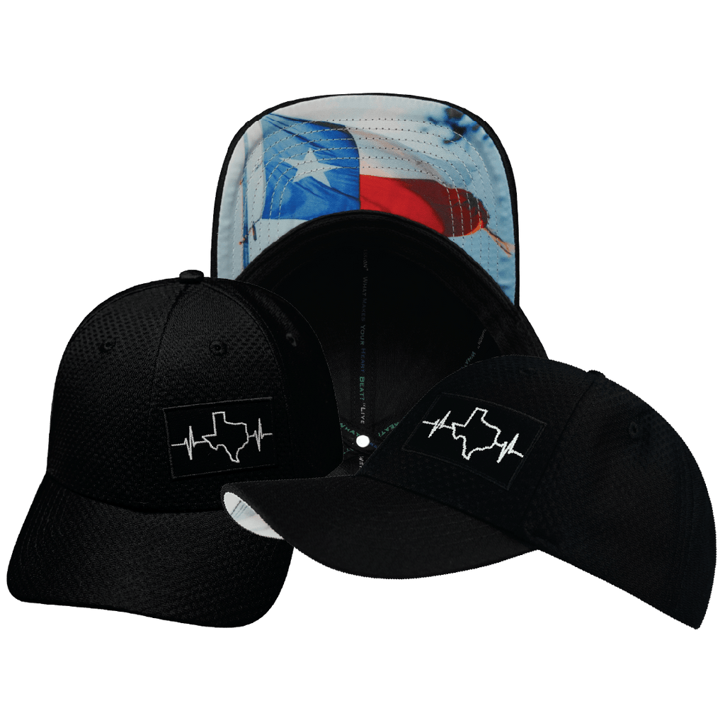 Texas Hat - Airmesh - Athletic Fit - Black - Fabric Back