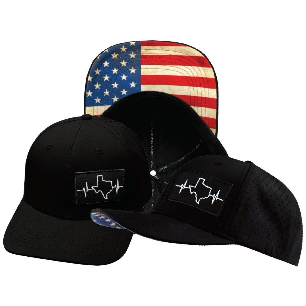 Texas Hat - Baseball Hat Fit - Black - Laser Mesh