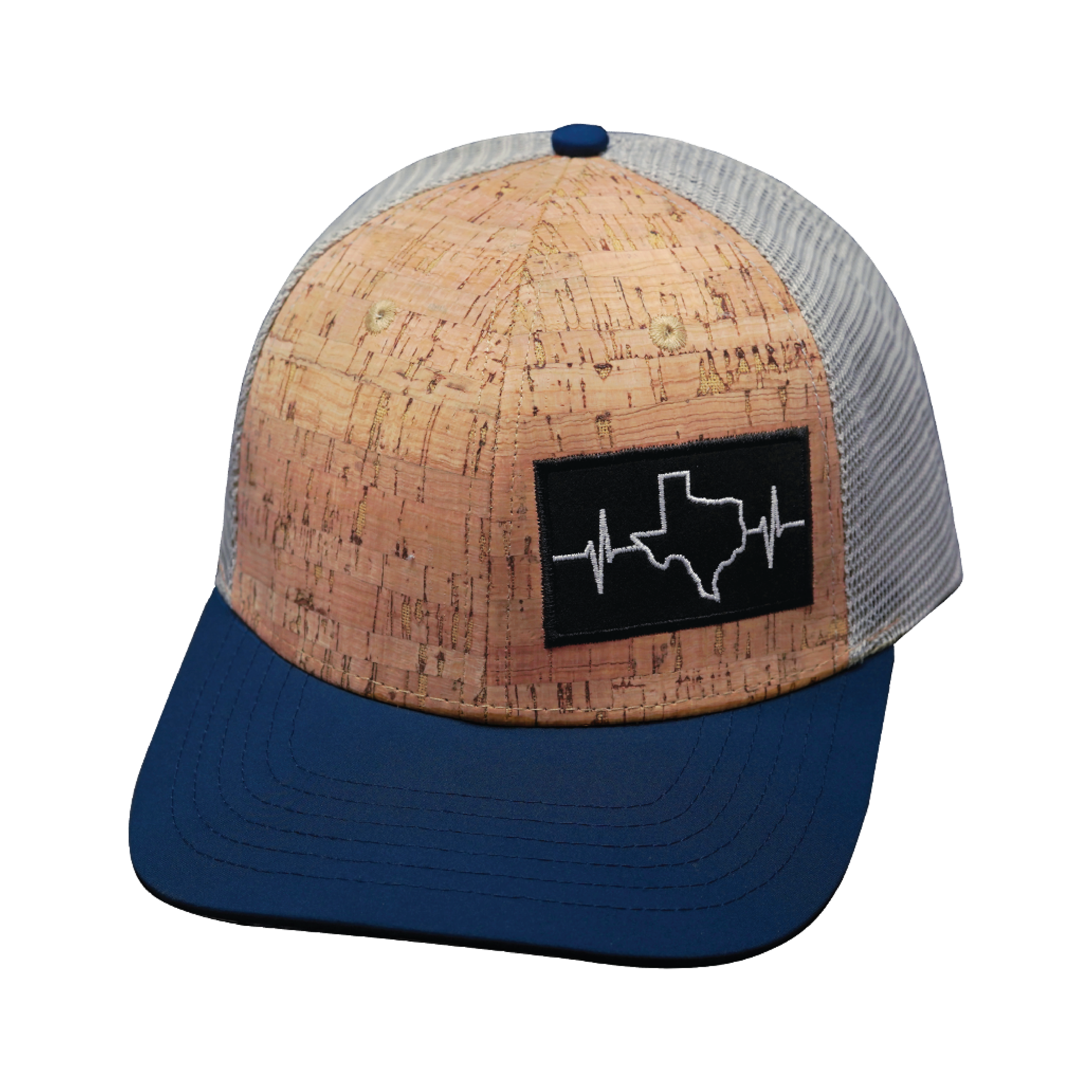 Texas Hat - Baseball Hat Fit - Cork - Navy / Gray - Trucker Mesh