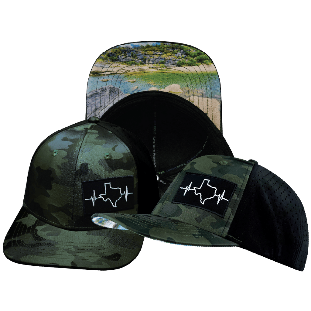 Texas Hat - Baseball Hat Fit - Green Camo / Black - Laser Mesh