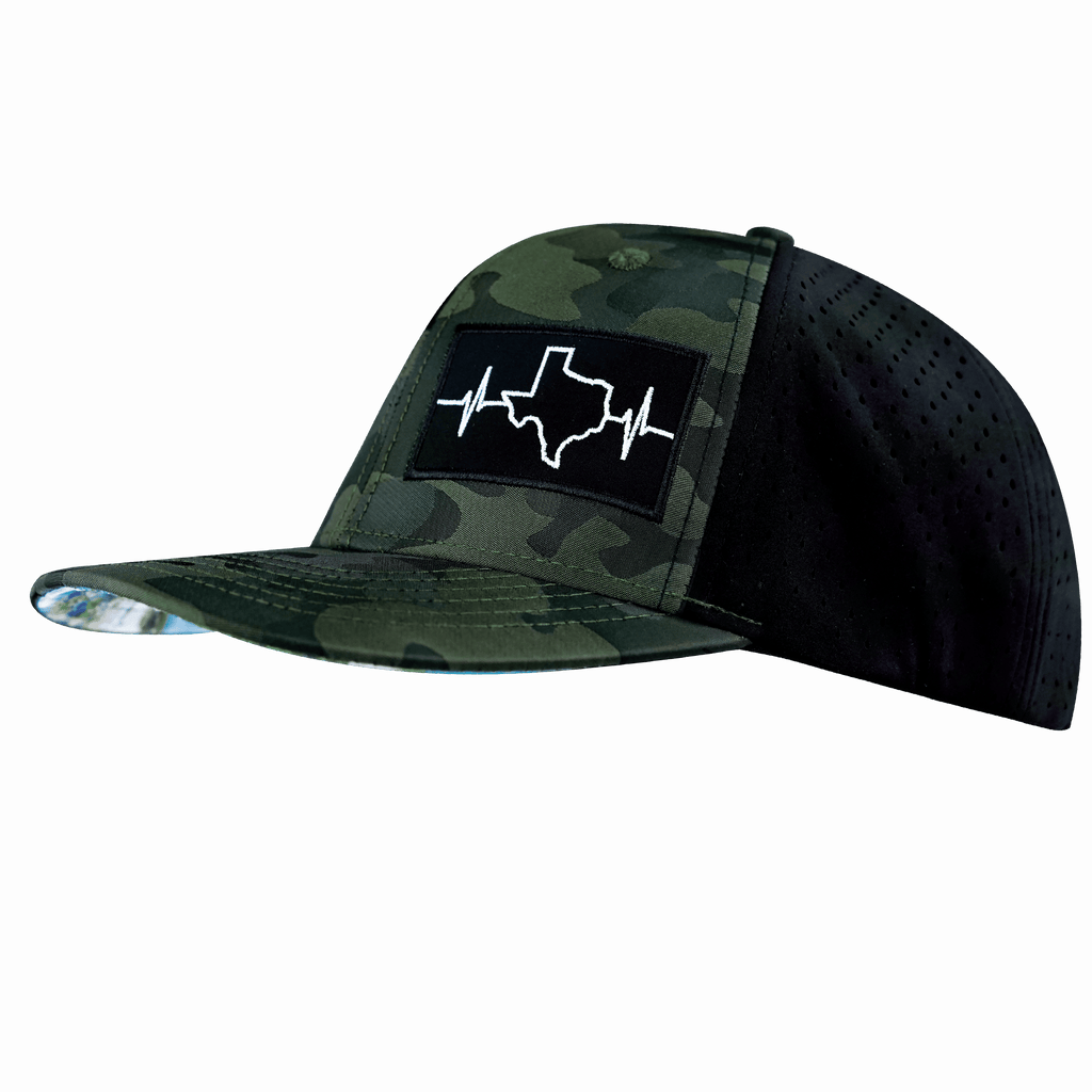 Texas Hat - Baseball Hat Fit - Green Camo / Black - Laser Mesh