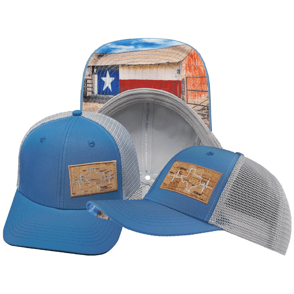 Texas Hat - Baseball Hat Fit - Light Blue / Gray - Trucker Mesh
