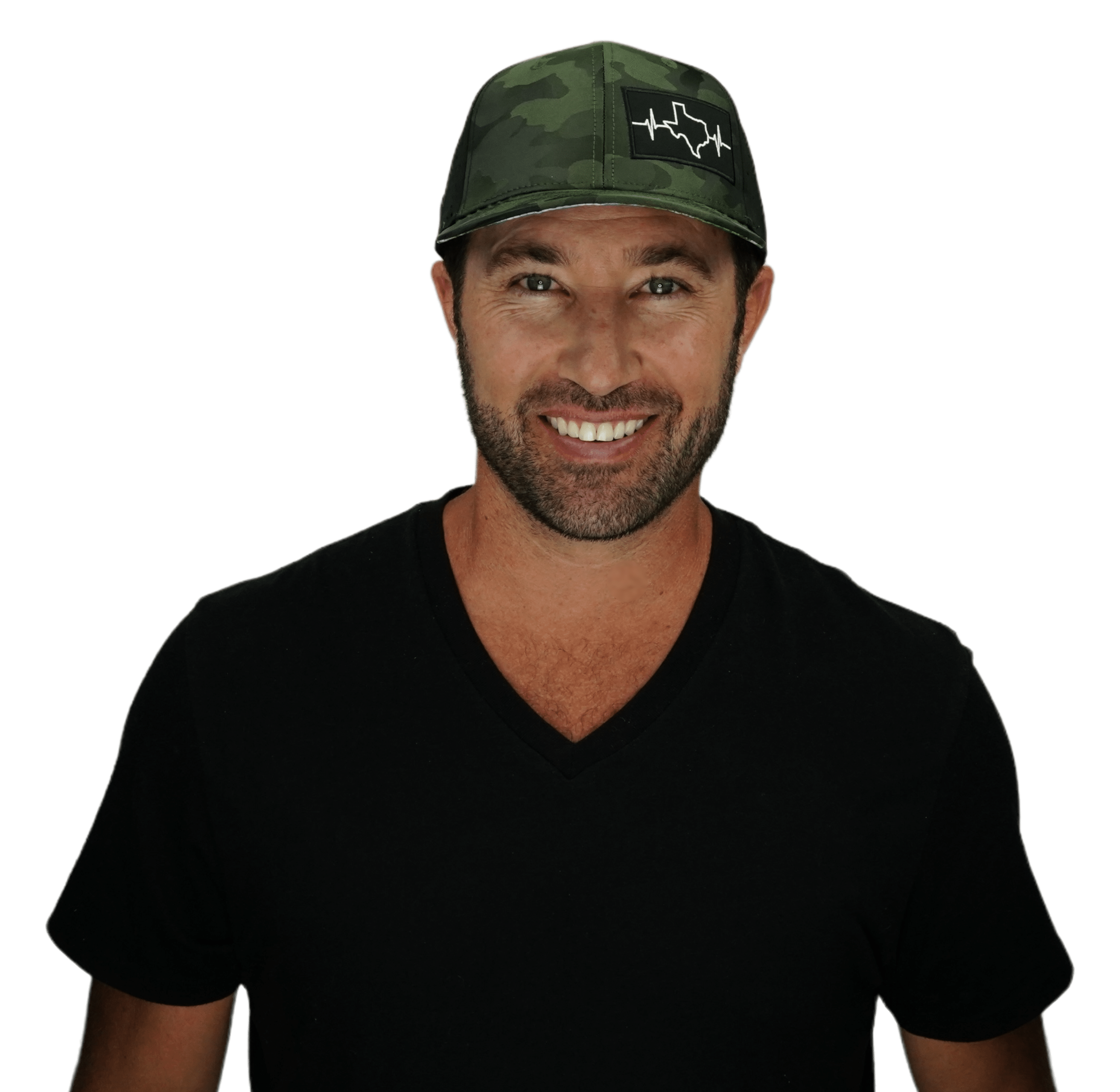 Texas Hat - Baseball Hat Fit - Green Camo / Black - Laser Mesh