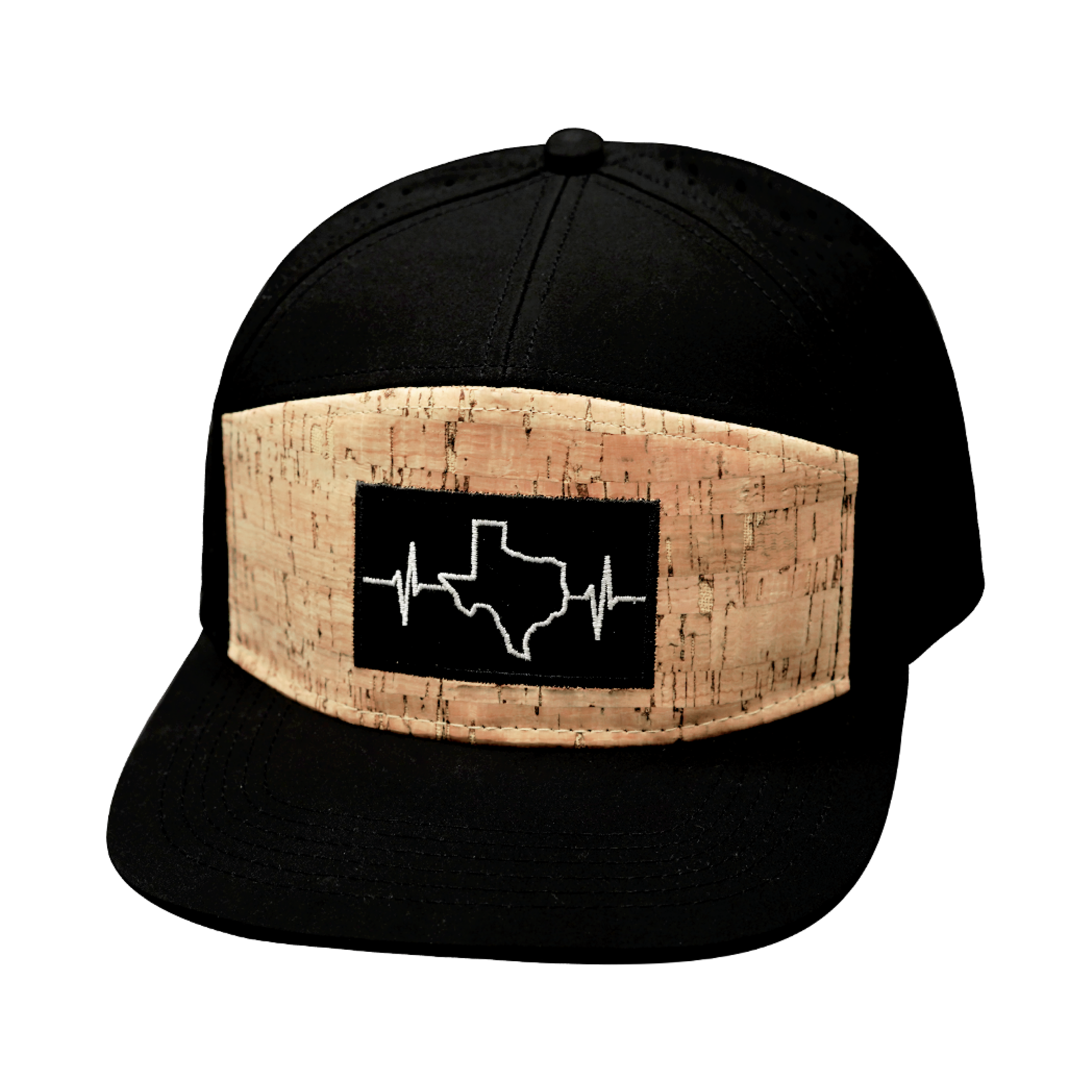 Texas Hat - Flat Bill - Cork - Black - Laser Mesh