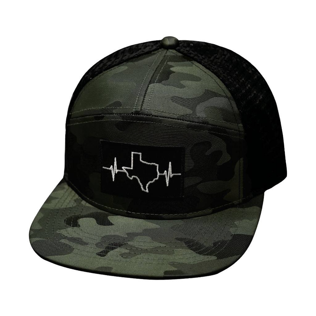 Texas Hat - Flat Bill - Green Camo / Black - Jersey Mesh