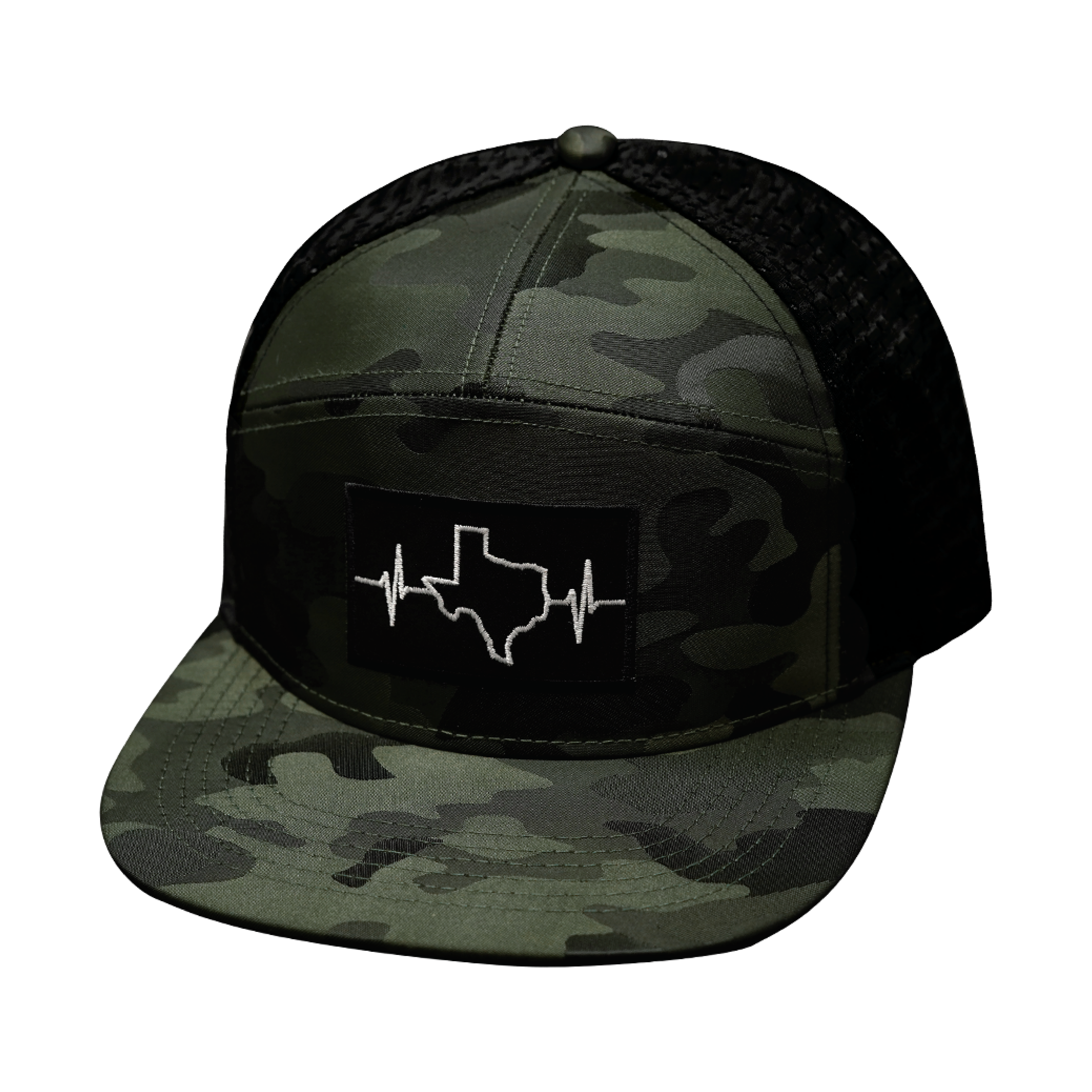 Texas Hat - Flat Bill - Green Camo / Black - Jersey Mesh