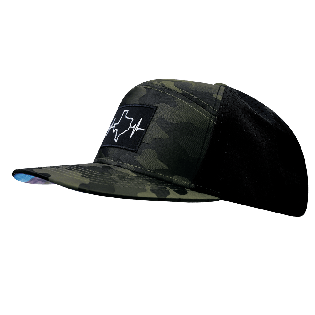 Texas Hat - Flat Bill - Green Camo / Black - Jersey Mesh