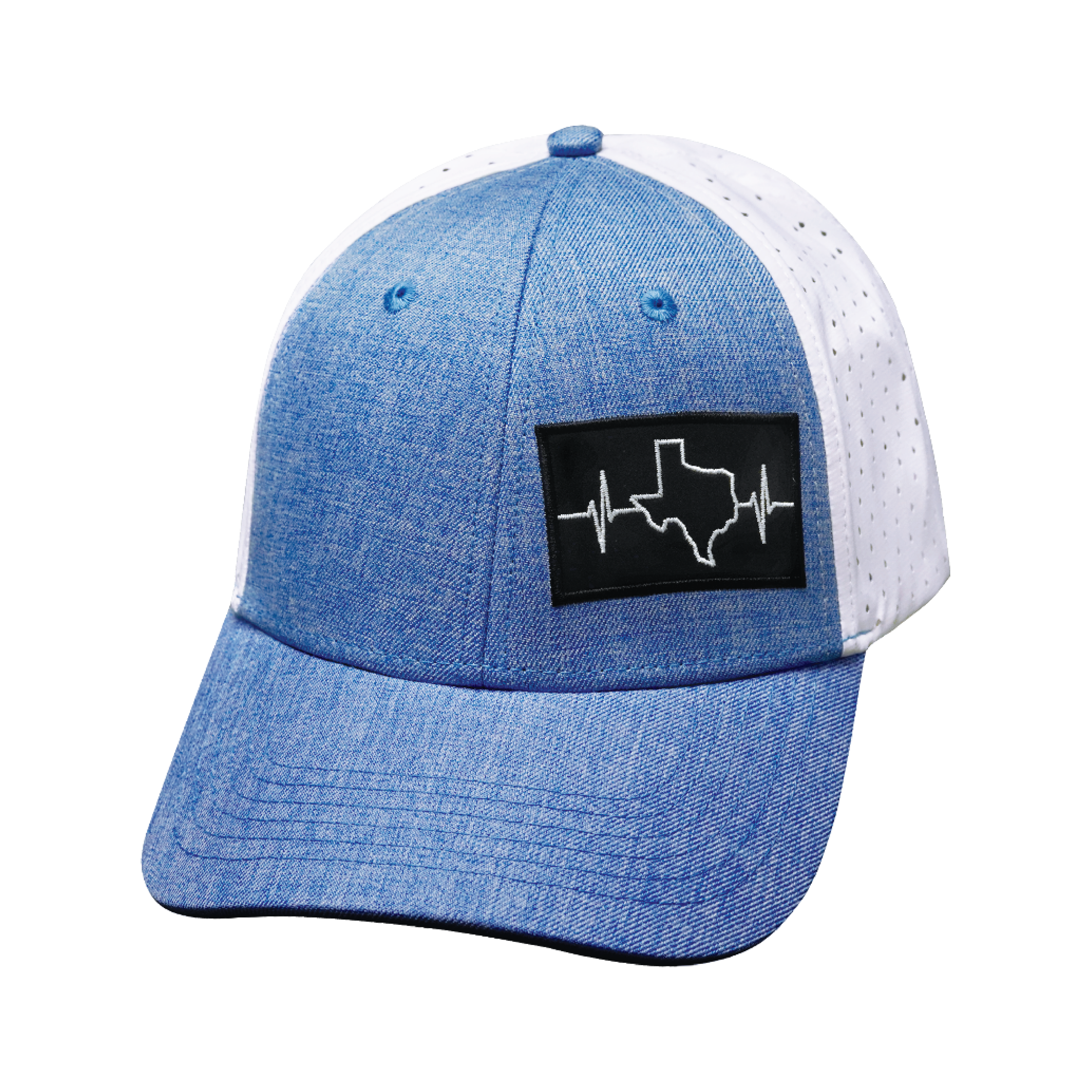 Texas Hat - Low Profile - Ponytail - Light Blue / White - Laser Mesh