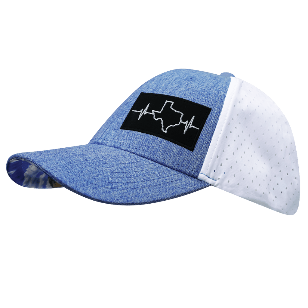 Texas Hat - Low Profile - Ponytail - Light Blue / White - Laser Mesh