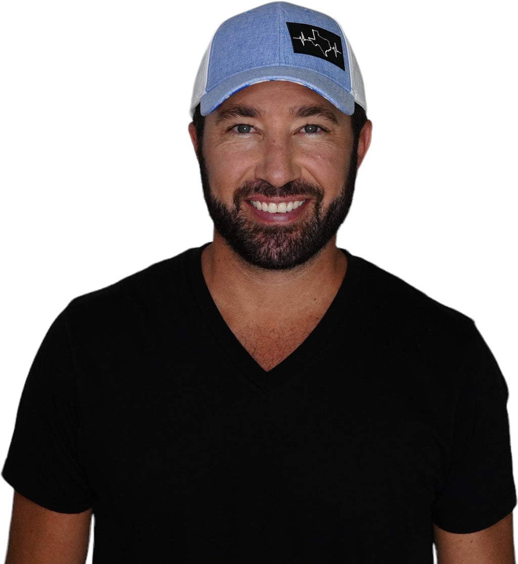 Texas Hat - Low Profile - Ponytail - Light Blue / White - Laser Mesh