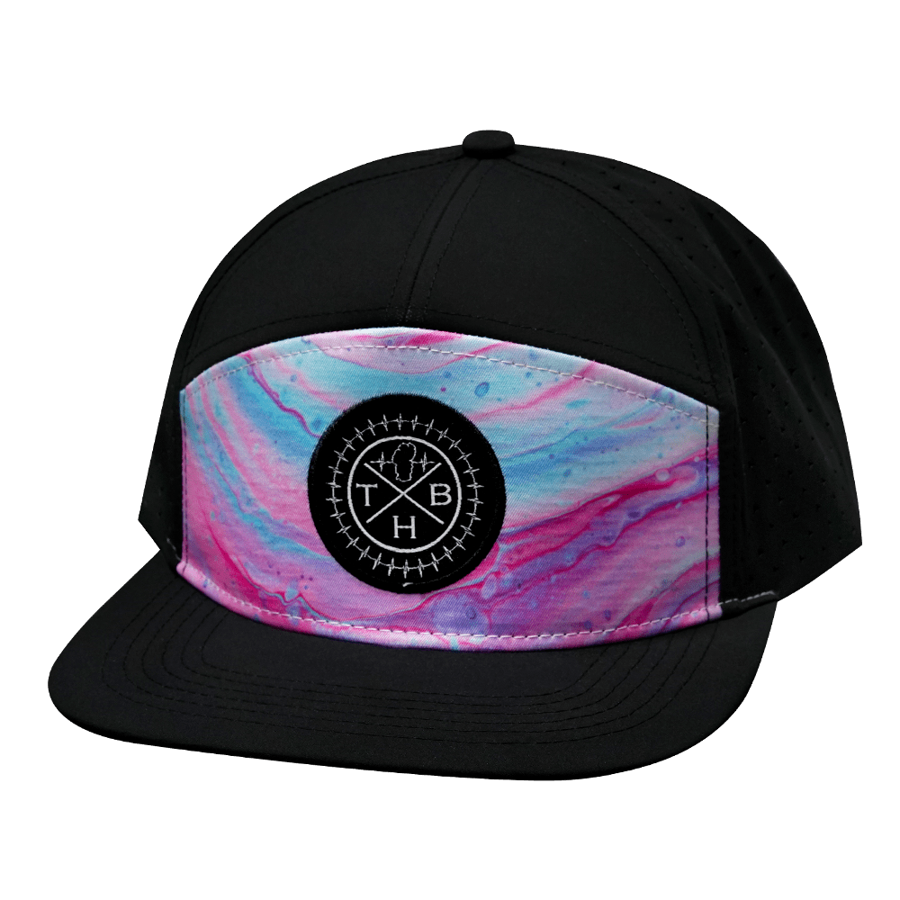 THB Hat - Flat Bill - Liquid Pink - Black - Laser Mesh