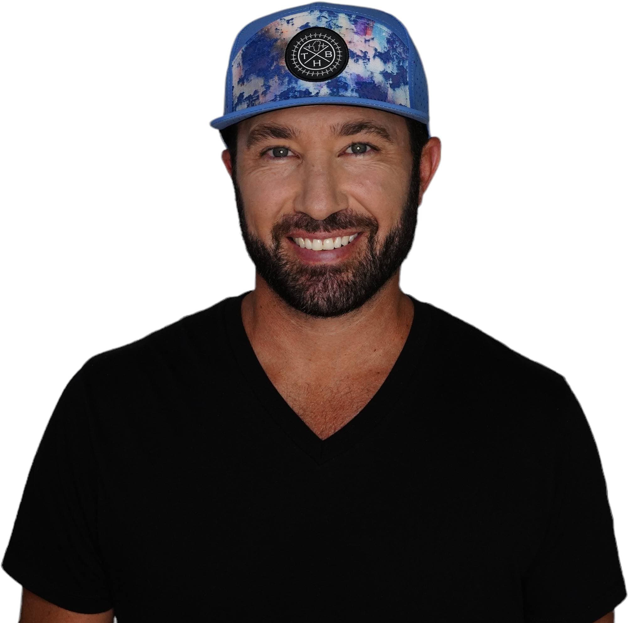 THB Hat - Flat Bill - Paint Splatter - Light Blue - Laser Mesh