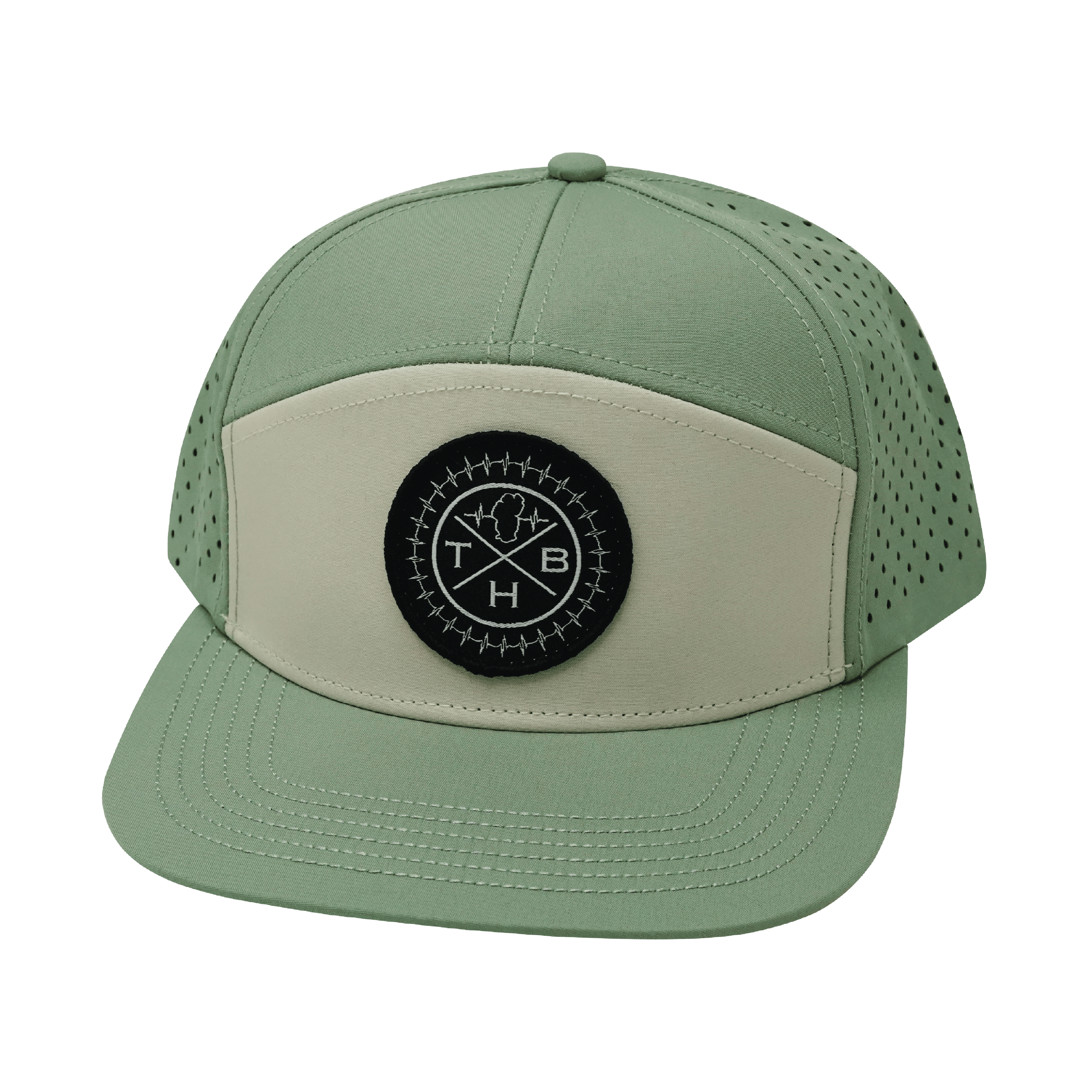THB Hat - Flat Bill - Sage / Cream - Laser Mesh
