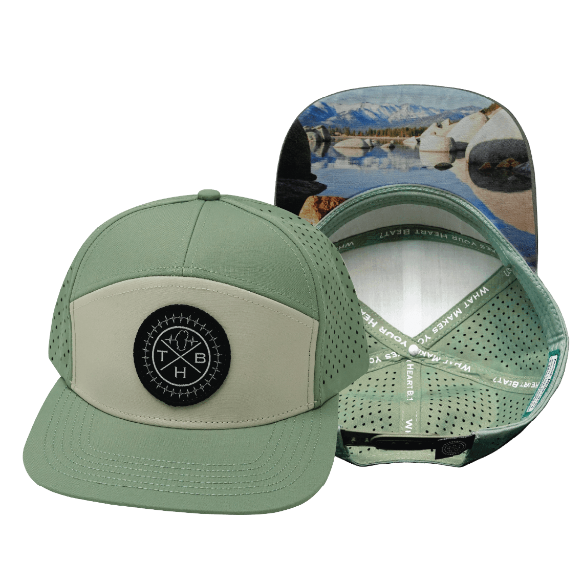 THB Hat - Flat Bill - Sage / Cream - Laser Mesh
