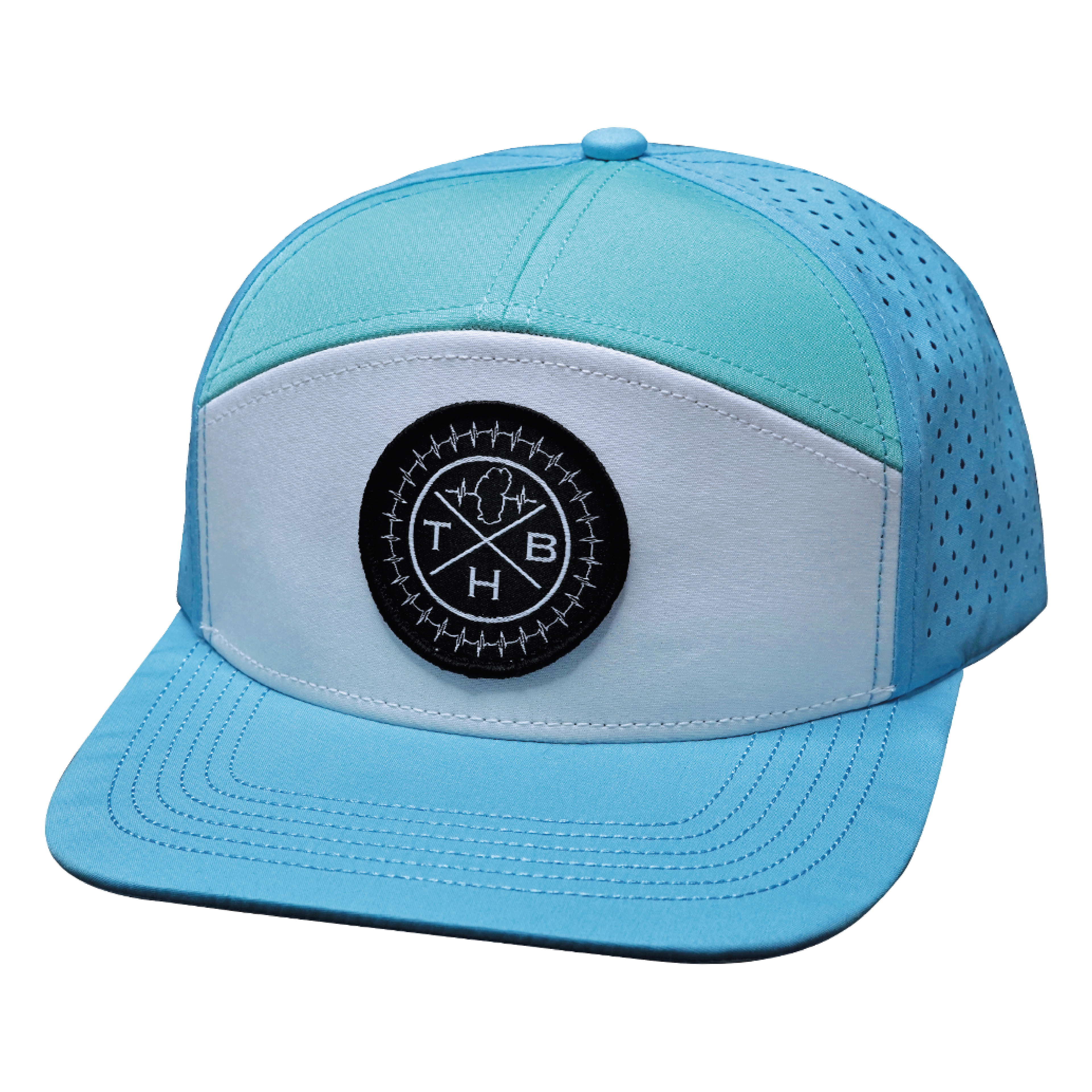 THB Hat - Flat Bill - Light Blue / White / Teal - Laser Mesh