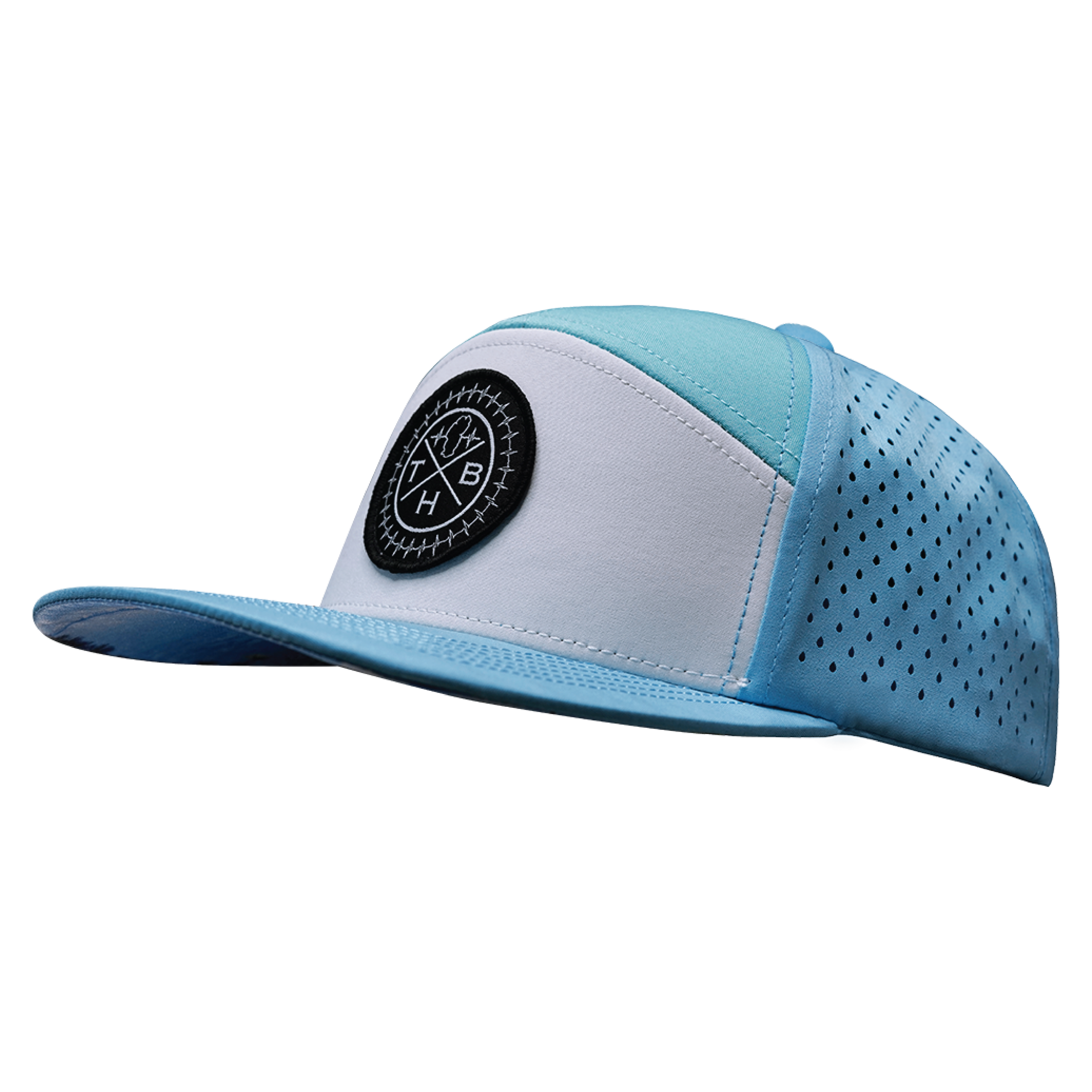 THB Hat - Flat Bill - Light Blue / White / Teal - Laser Mesh