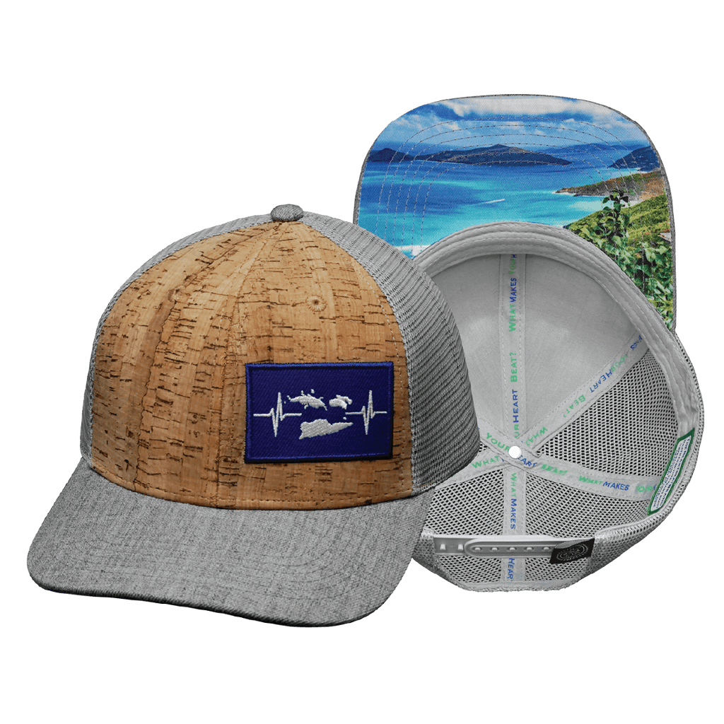 Virgin Islands Hat - Baseball Hat Fit - Cork - Heather Gray / Gray - Trucker Mesh