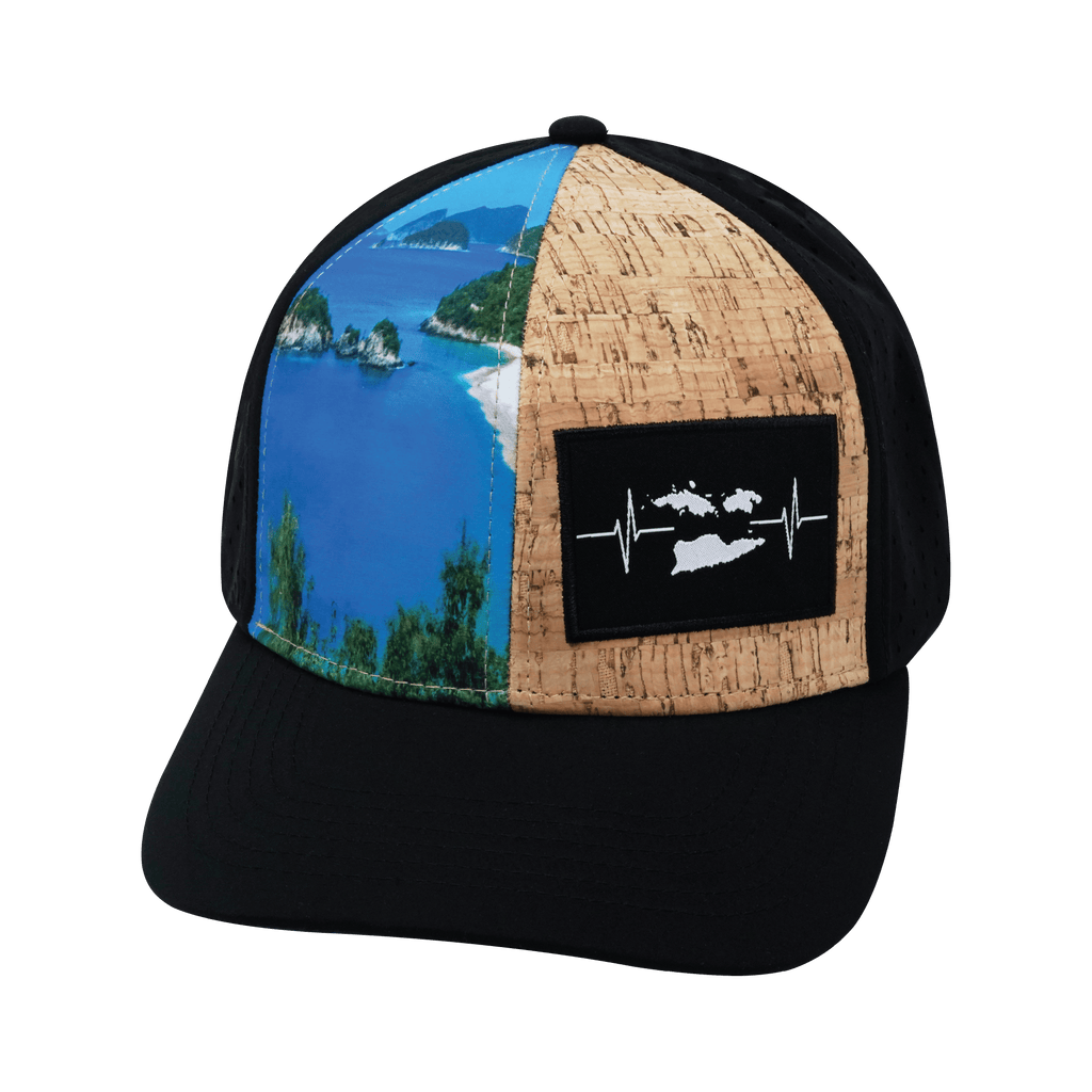 Virgin Islands Hat - Baseball Hat Fit - Cork Hybrid / Ocean  - Laser Mesh