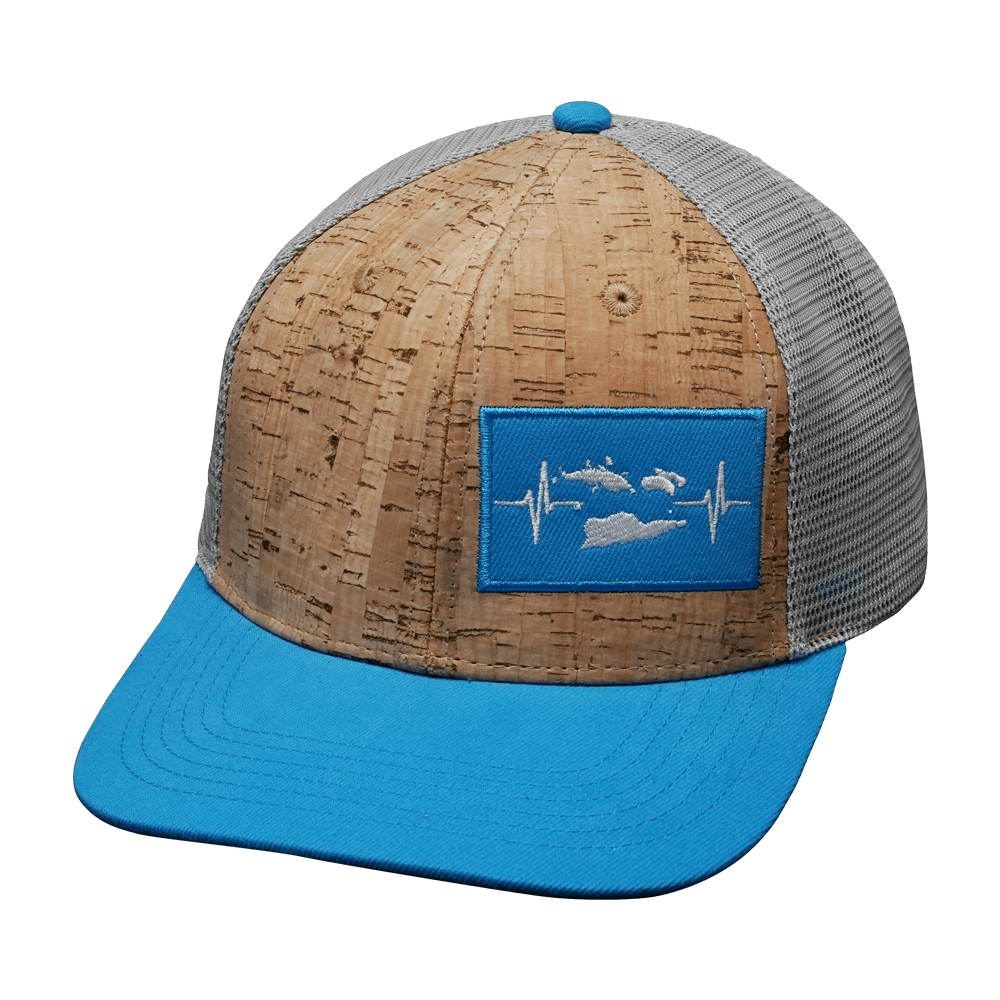 Virgin Islands Hat - Baseball Hat Fit - Cork - Teal / Gray - Trucker Mesh
