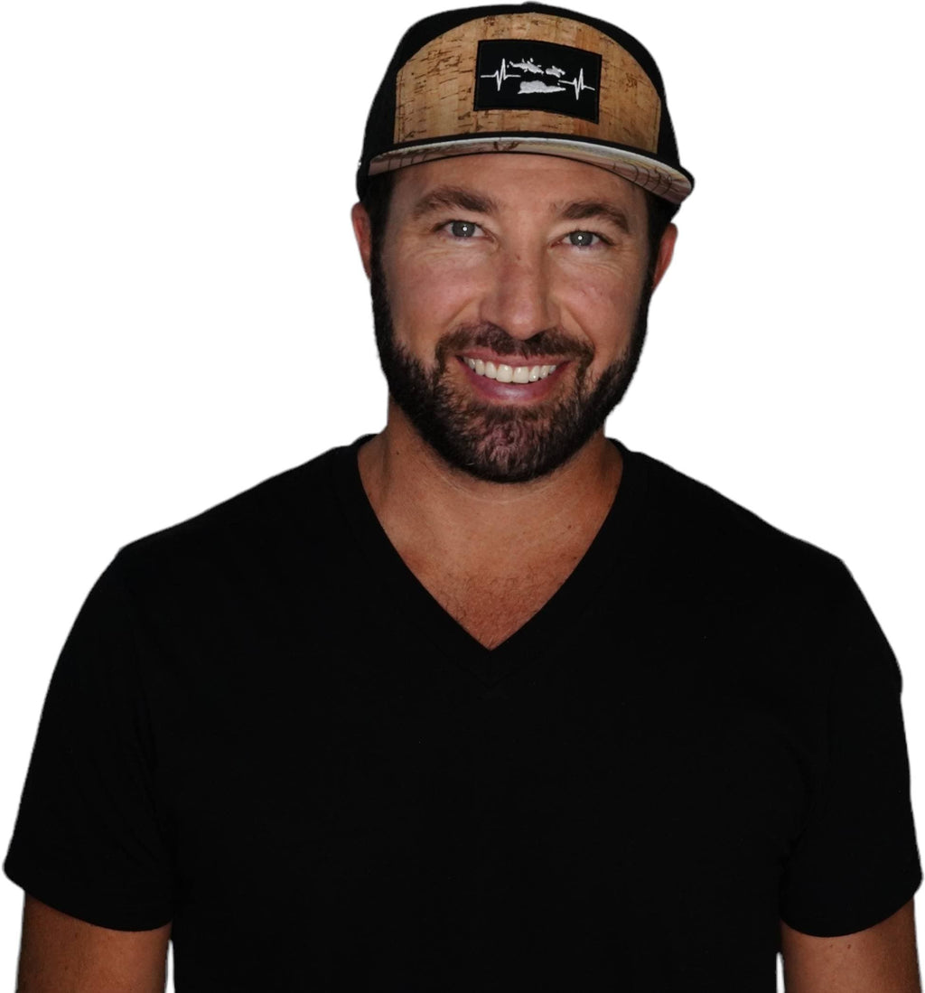 Virgin Islands Hat - Flat Bill - Cork - Black - Jersey Mesh