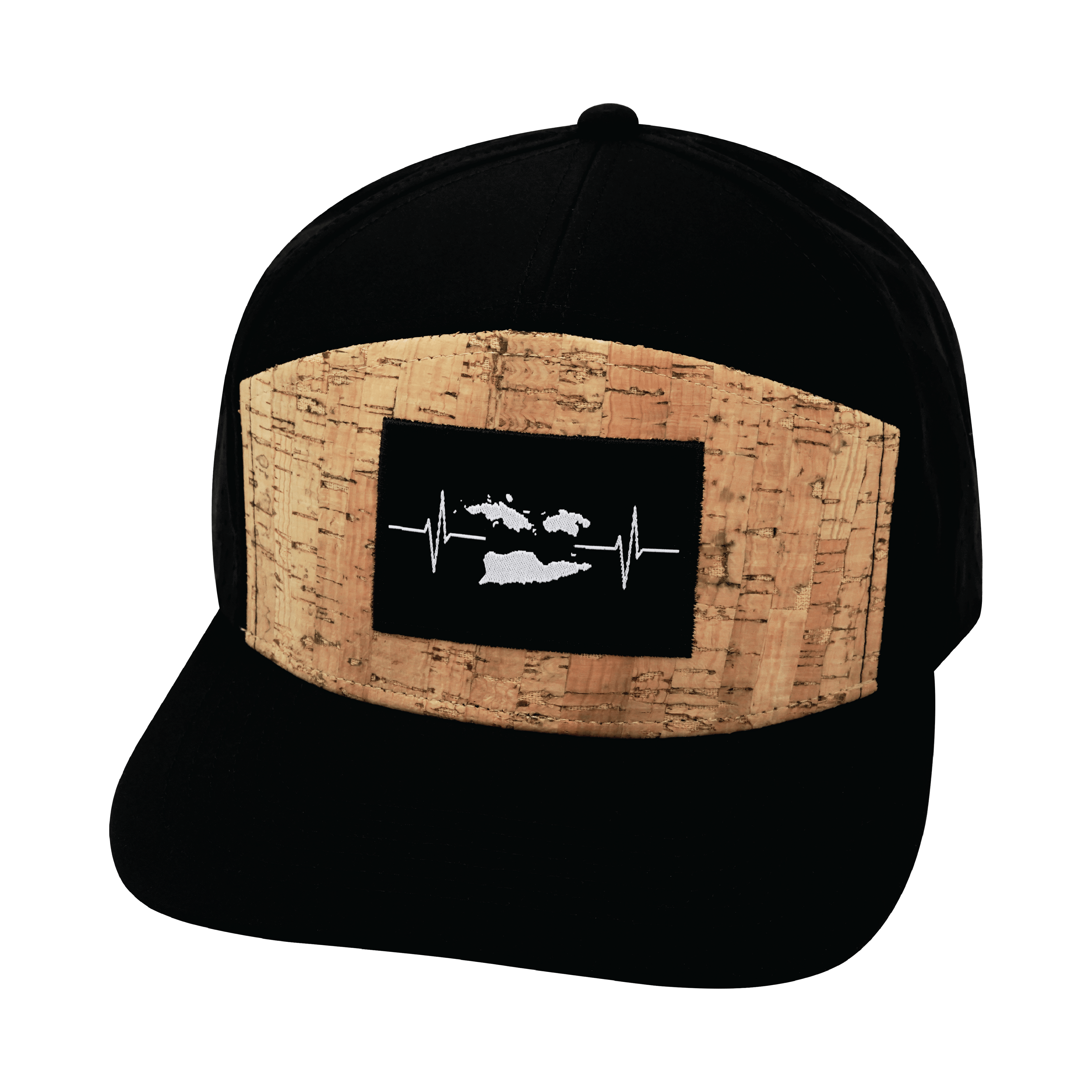 Virgin Islands Hat - Flat Bill - Cork - Black - Laser Mesh