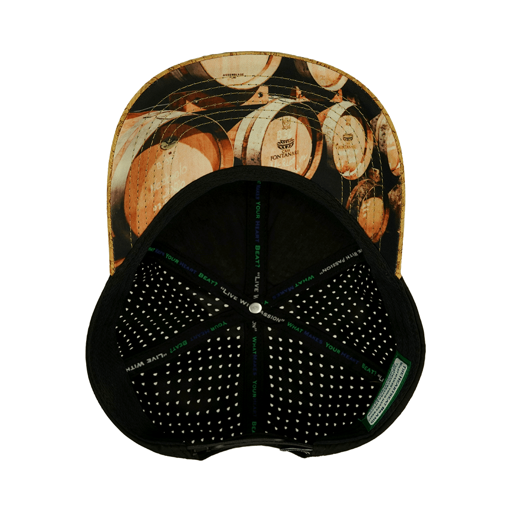 Wine Hat - Baseball Hat Fit - Cork - Black - Laser Mesh