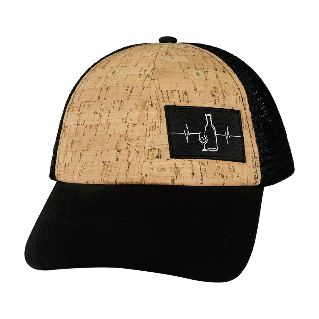 Wine Hat - Dad Hat - Cork - Black - Soft Trucker Mesh