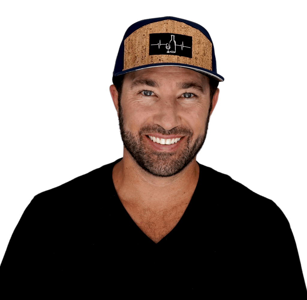 Wine Hat - Flat Bill - Cork - Navy - Laser Mesh