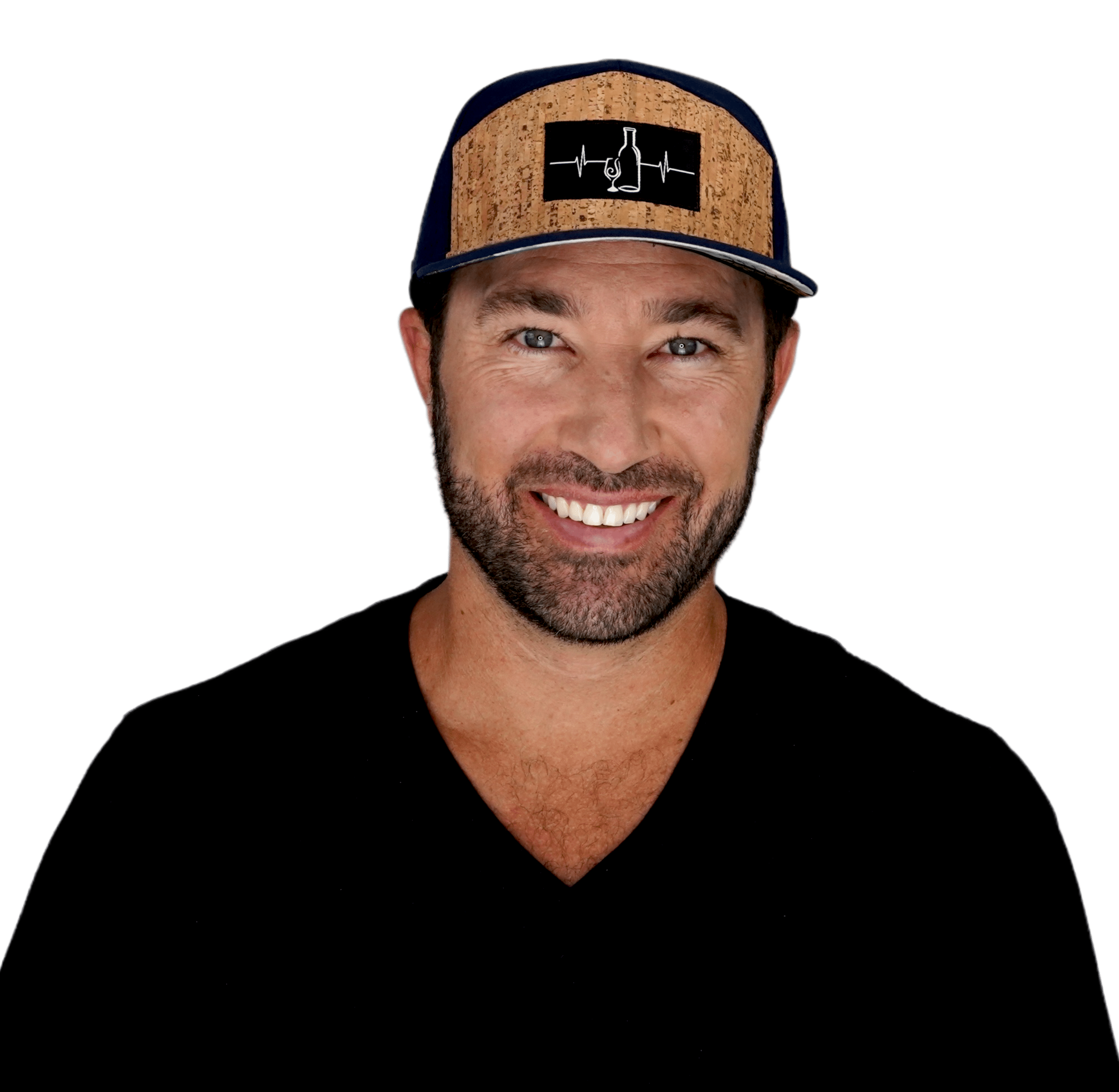 Wine Hat - Flat Bill - Cork - Navy - Laser Mesh
