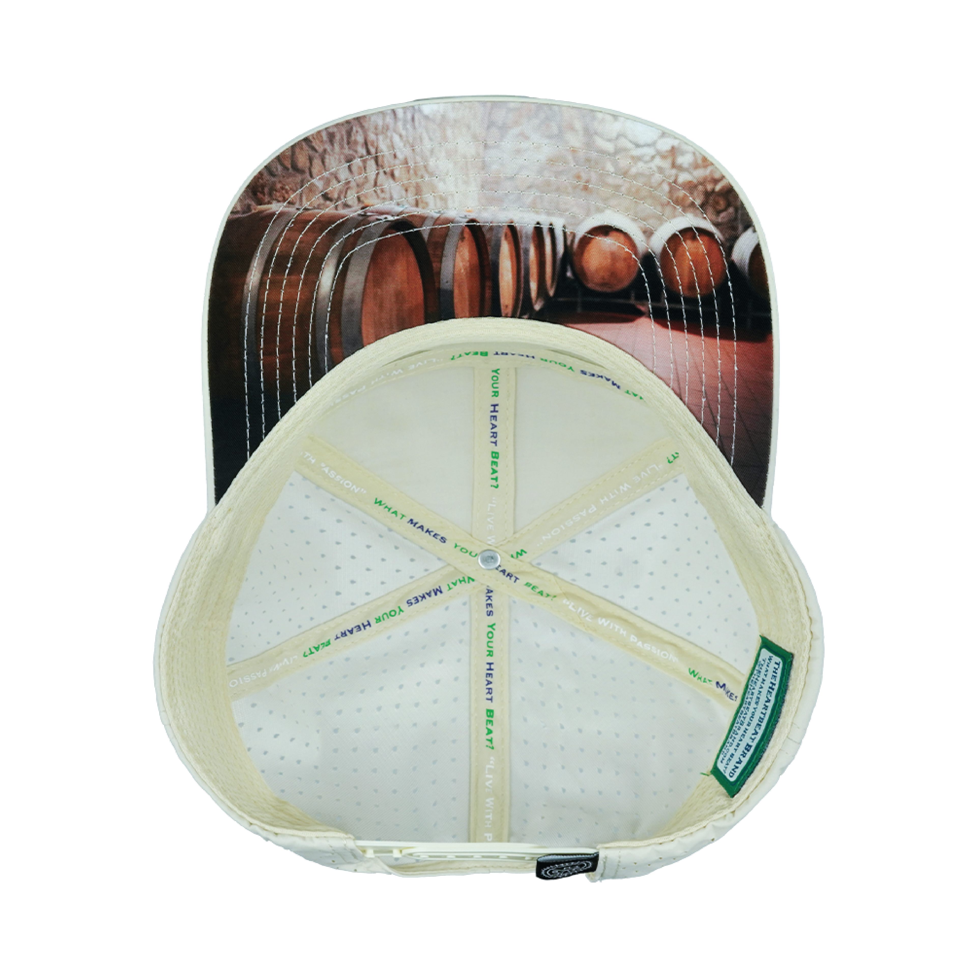 Wine Hat - Flat Bill - Cork - Cream / White - Laser Mesh