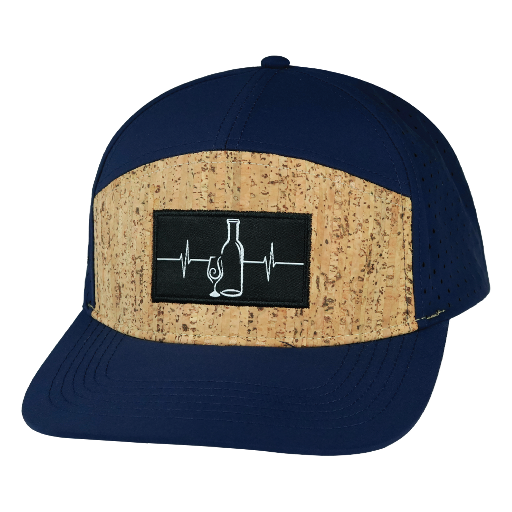 Wine Hat - Flat Bill - Cork - Navy - Laser Mesh