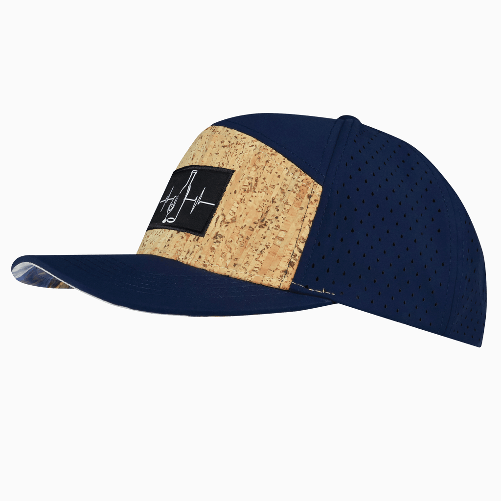 Wine Hat - Flat Bill - Cork - Navy - Laser Mesh