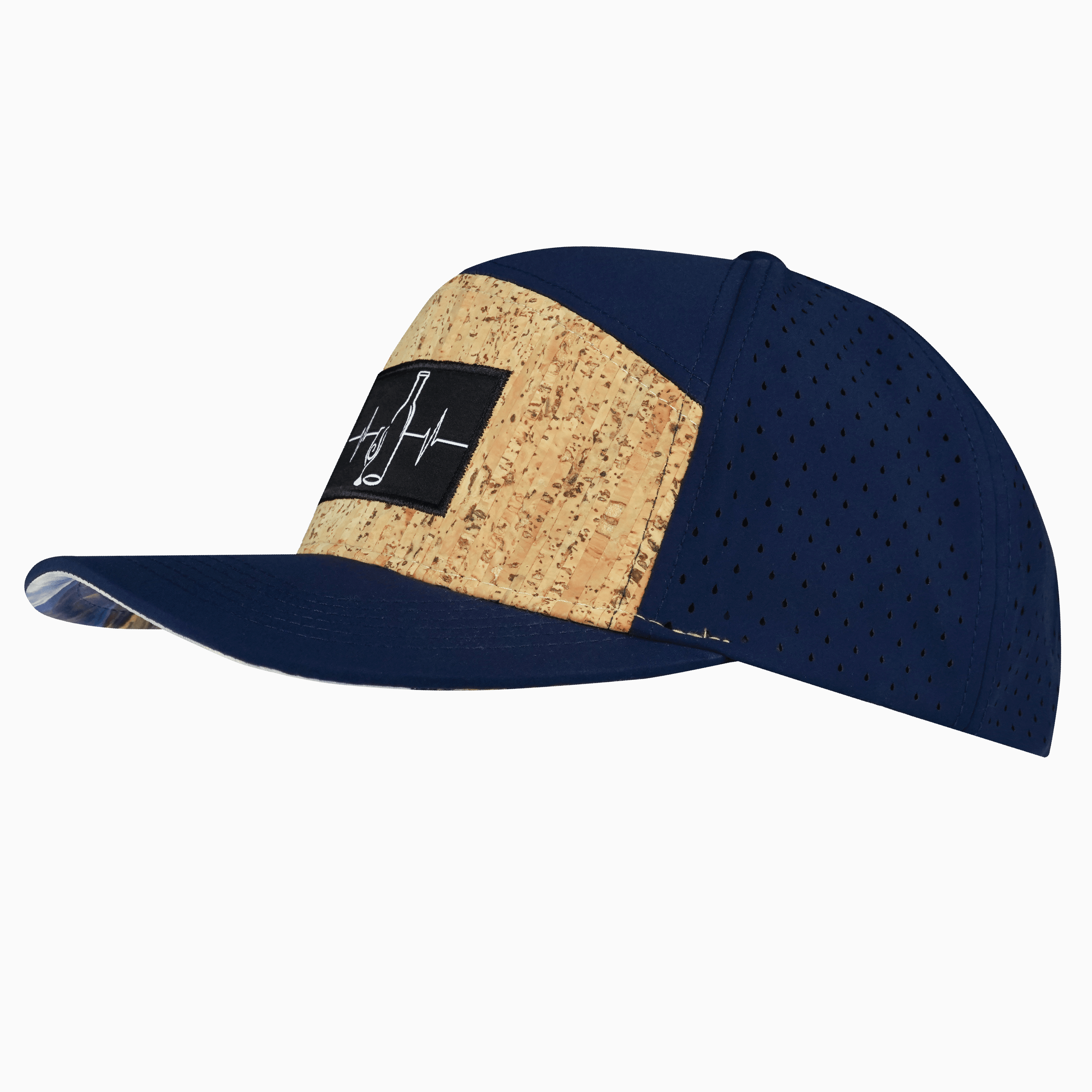 Wine Hat - Flat Bill - Cork - Navy - Laser Mesh