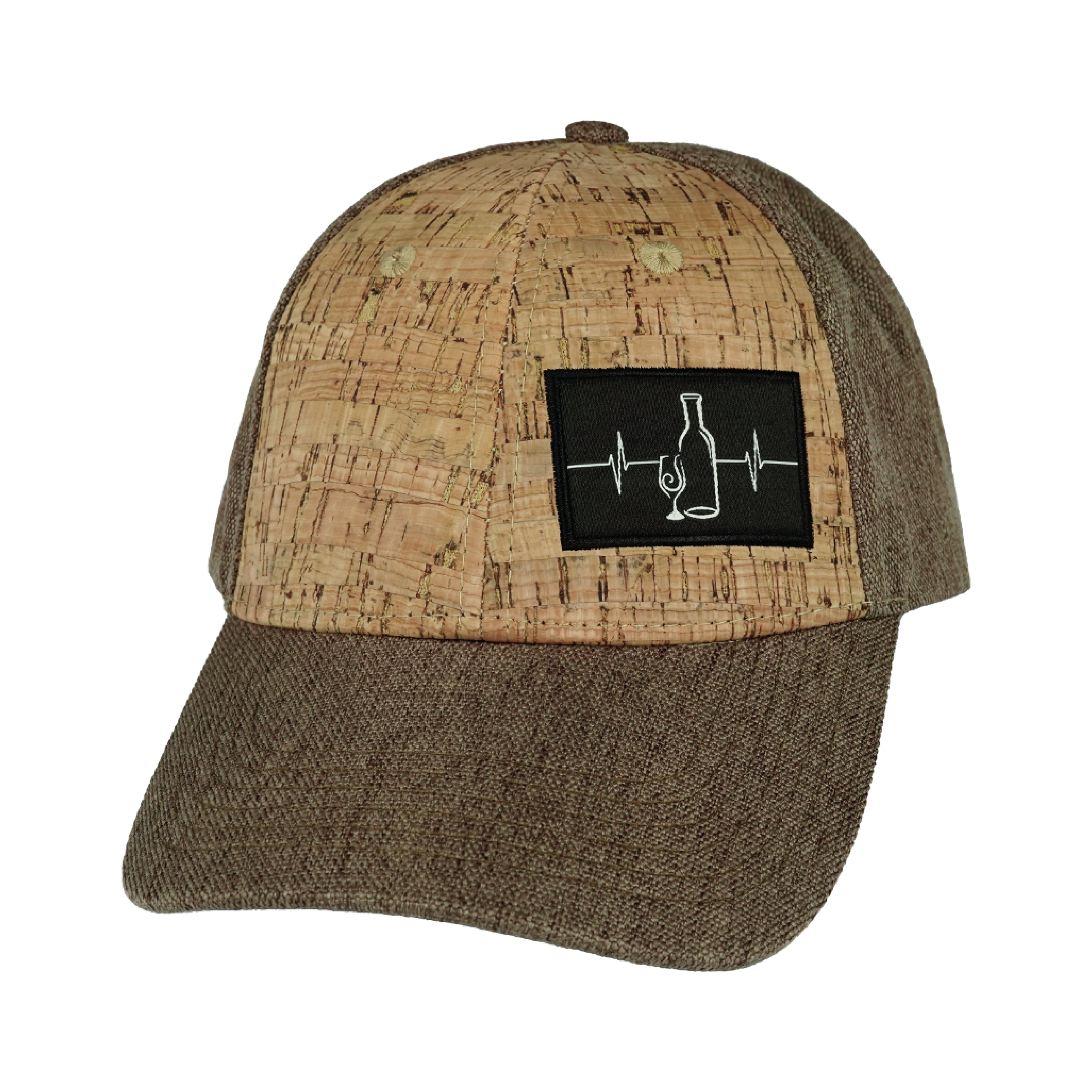 Wine Hat - Low Profile - Cork - Light Brown Hemp - Fabric Back