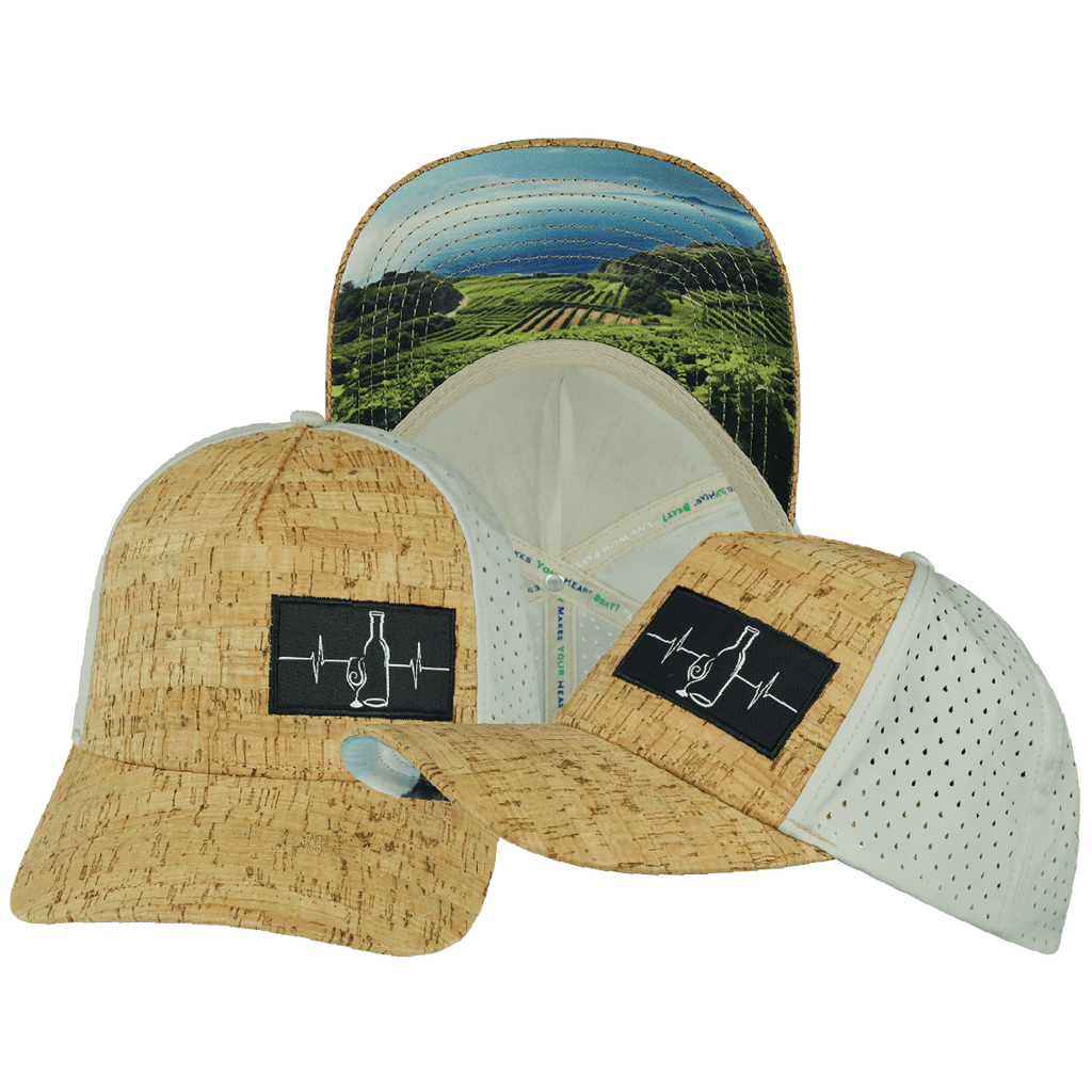 Wine Hat - Trucker Hat - Cork - Gray - Laser Mesh