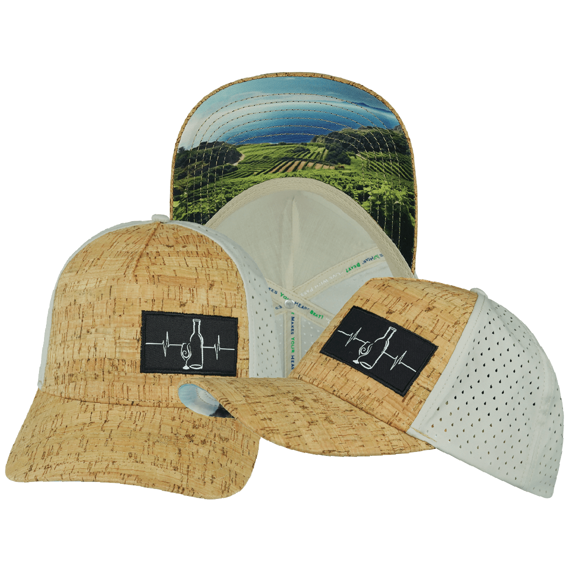 Wine Hat - Trucker Hat - Cork - Gray - Laser Mesh