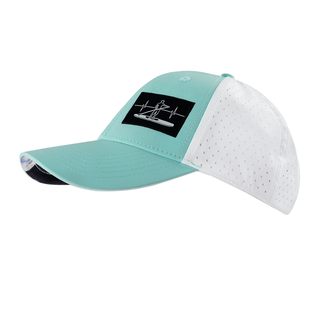 Paddle Board Hat - Low Profile - Ponytail - Mint / White - Laser Mesh