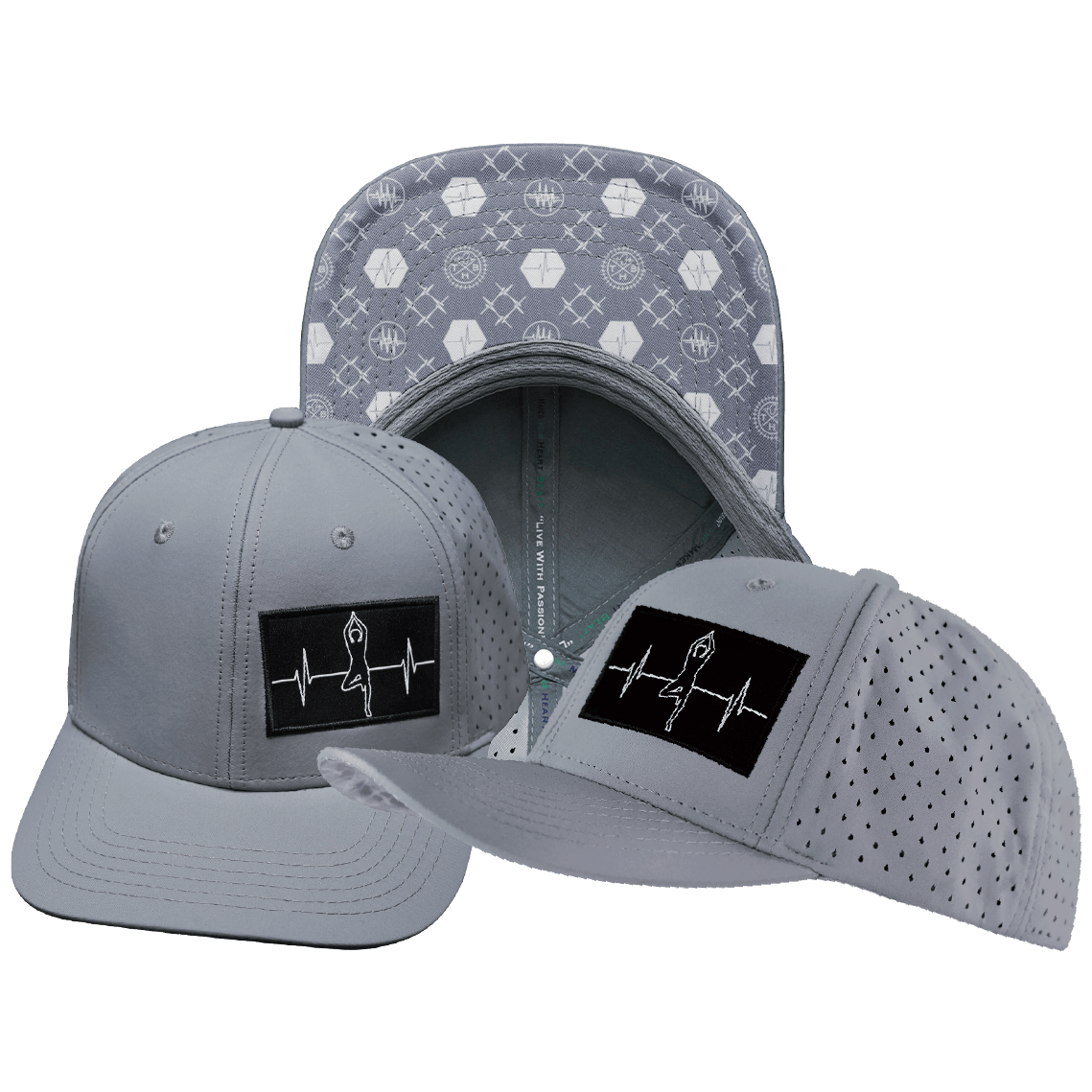 Yoga Hat - Baseball Hat Fit - Gray - Laser Mesh