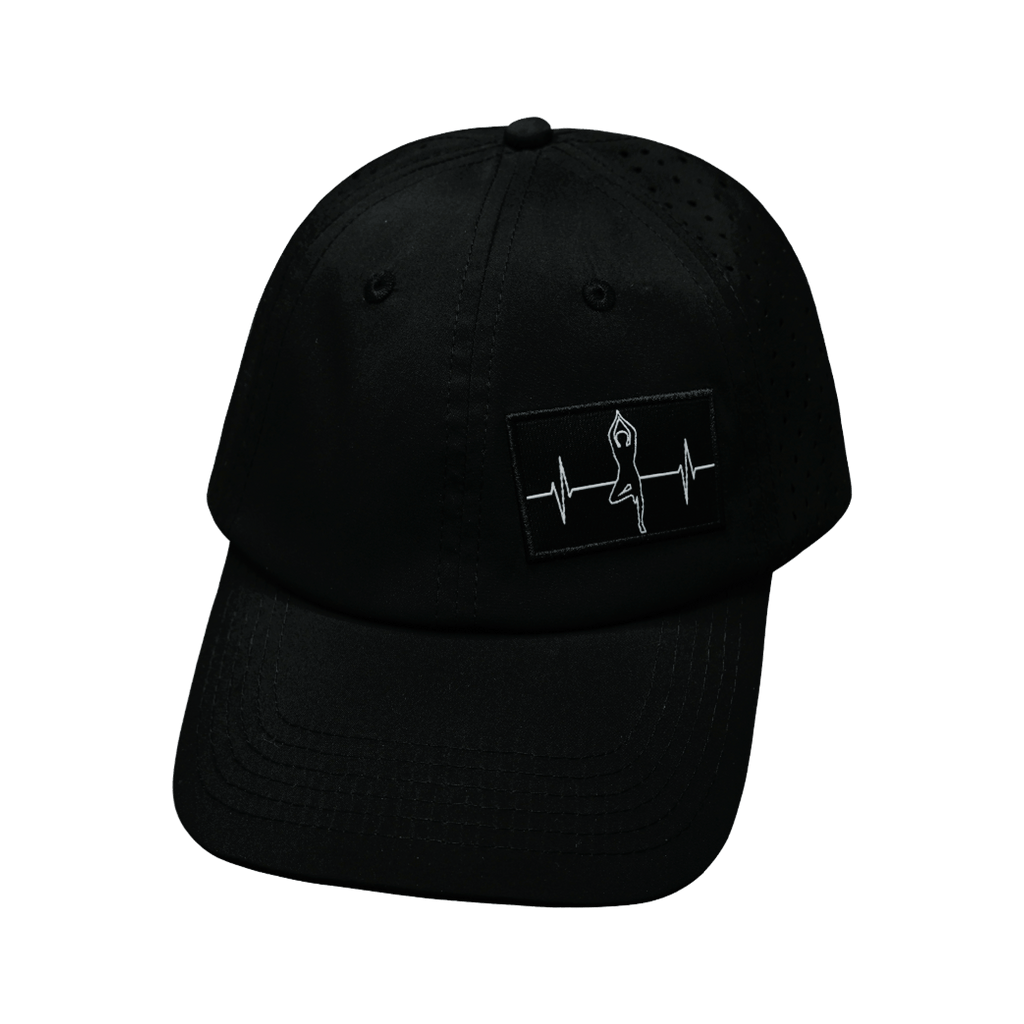 Yoga Hat - Dad Hat - Ponytail - Black - Laser Mesh
