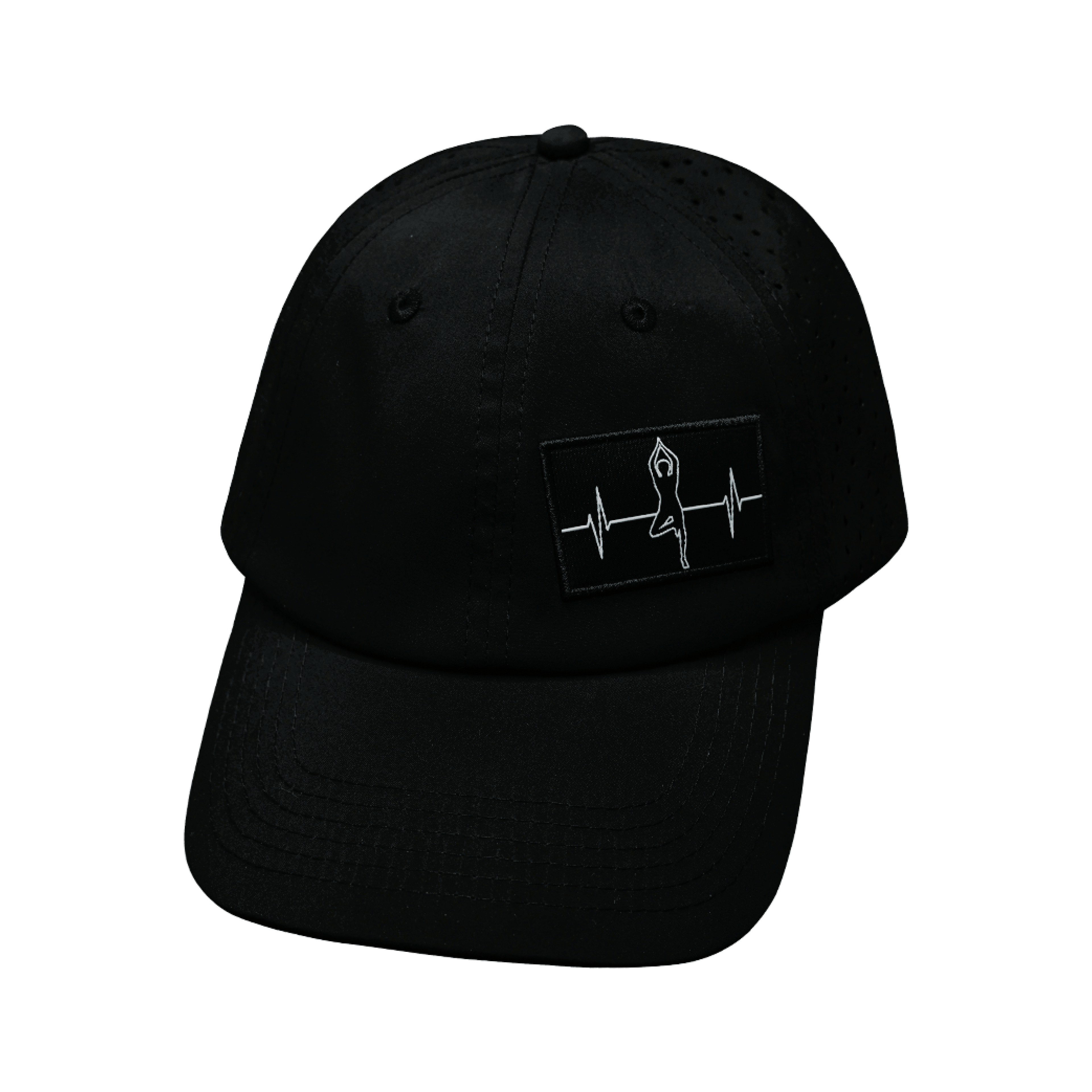 Yoga Hat - Dad Hat - Ponytail - Black - Laser Mesh