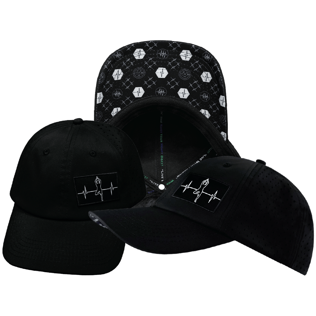 Yoga Hat - Dad Hat - Ponytail - Black - Laser Mesh