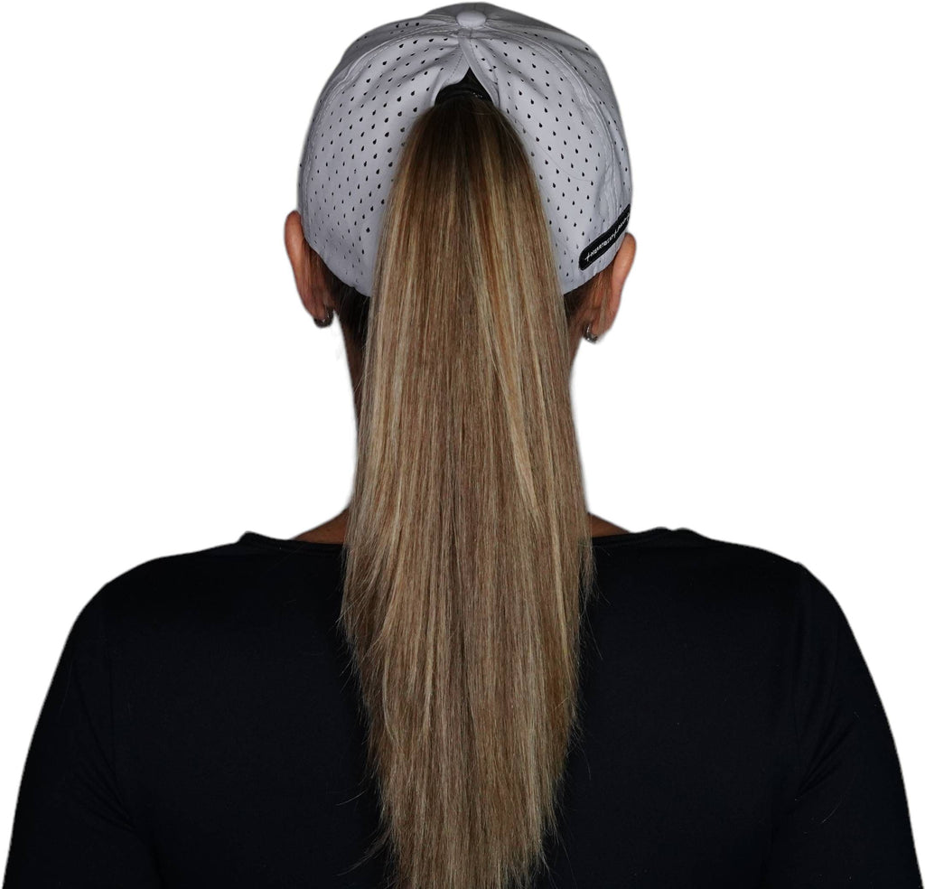 Yoga Hat - Dad Hat - Ponytail - Gray - Laser Mesh