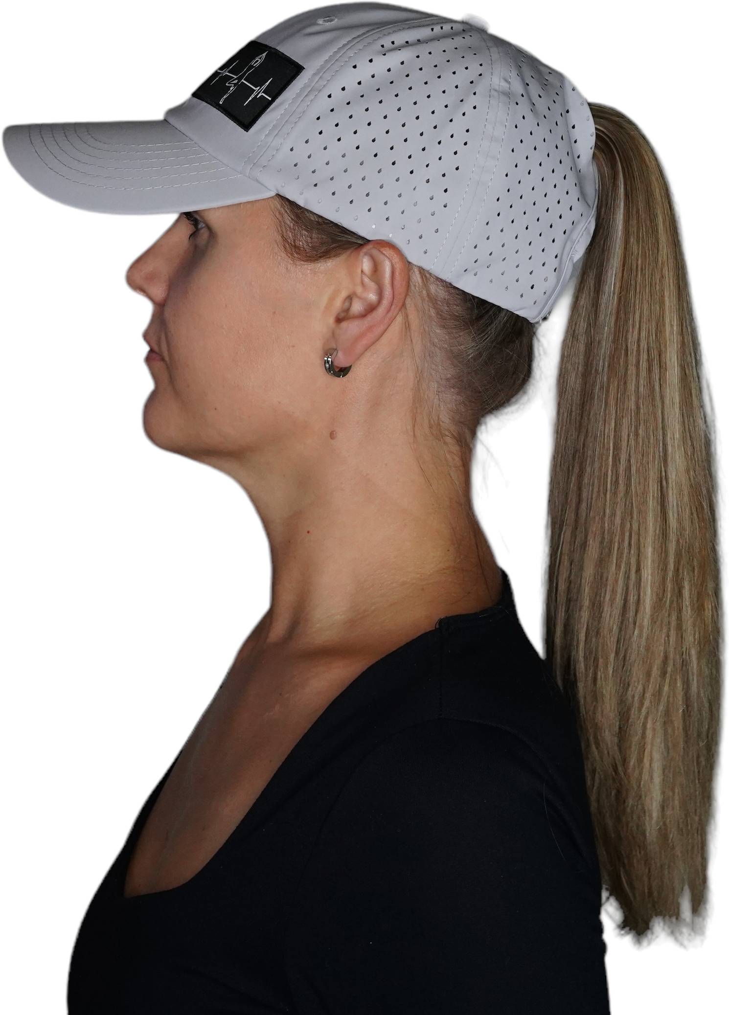 Yoga Hat - Dad Hat - Ponytail - Gray - Laser Mesh
